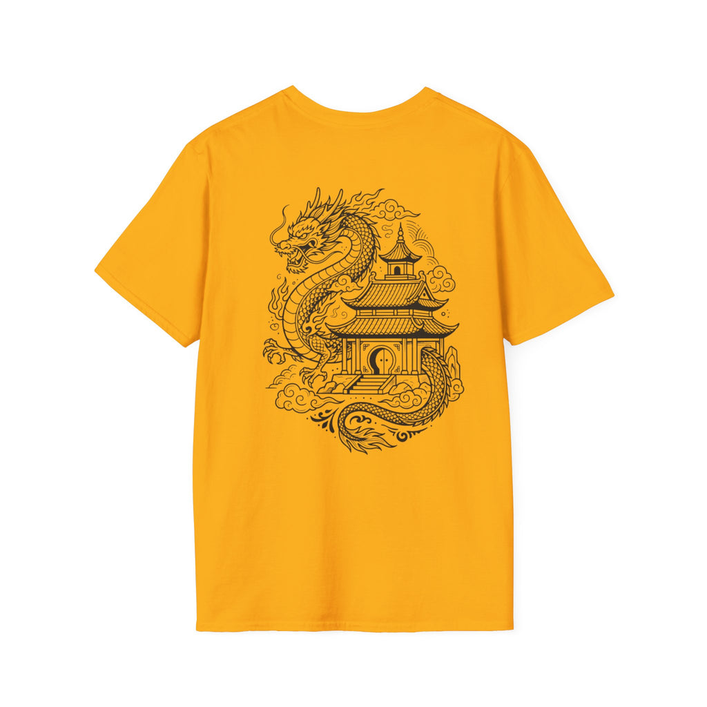 Dragon Crest Pocket T-Shirt — Small Intricate Dragon Chest Graphic