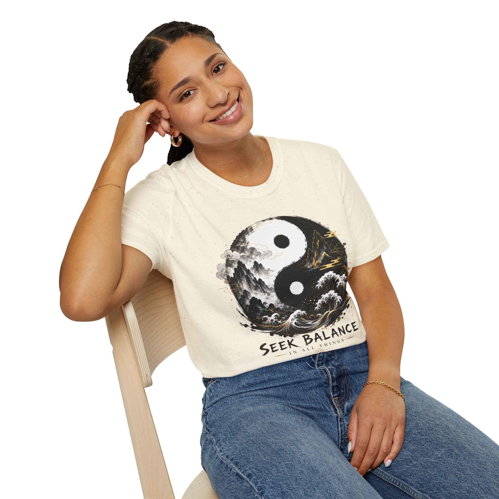 Yin Yang 'Seek Balance' Graphic T-Shirt