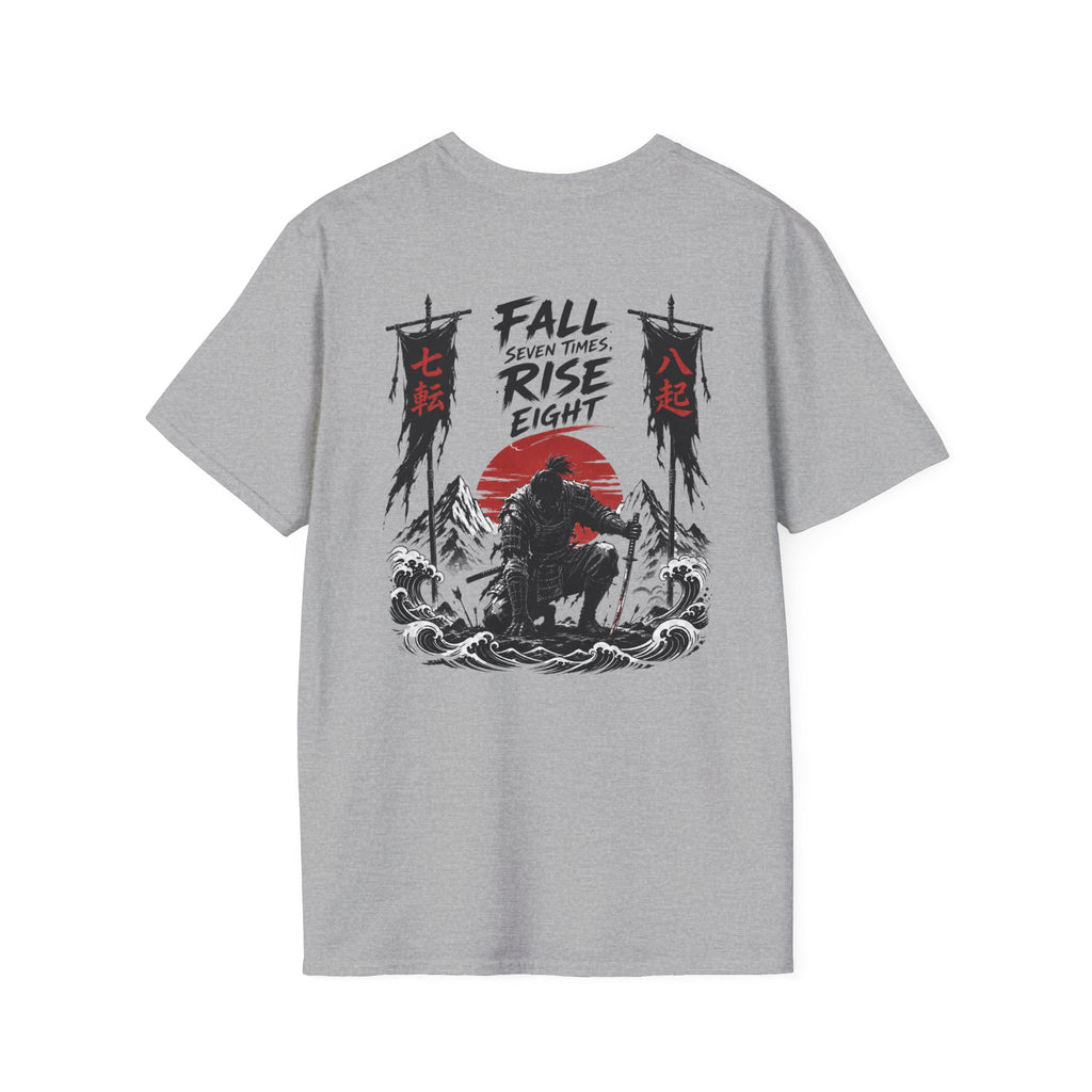 T-Shirt — 'Fall, Rise, Repeat' Samurai Chest Print