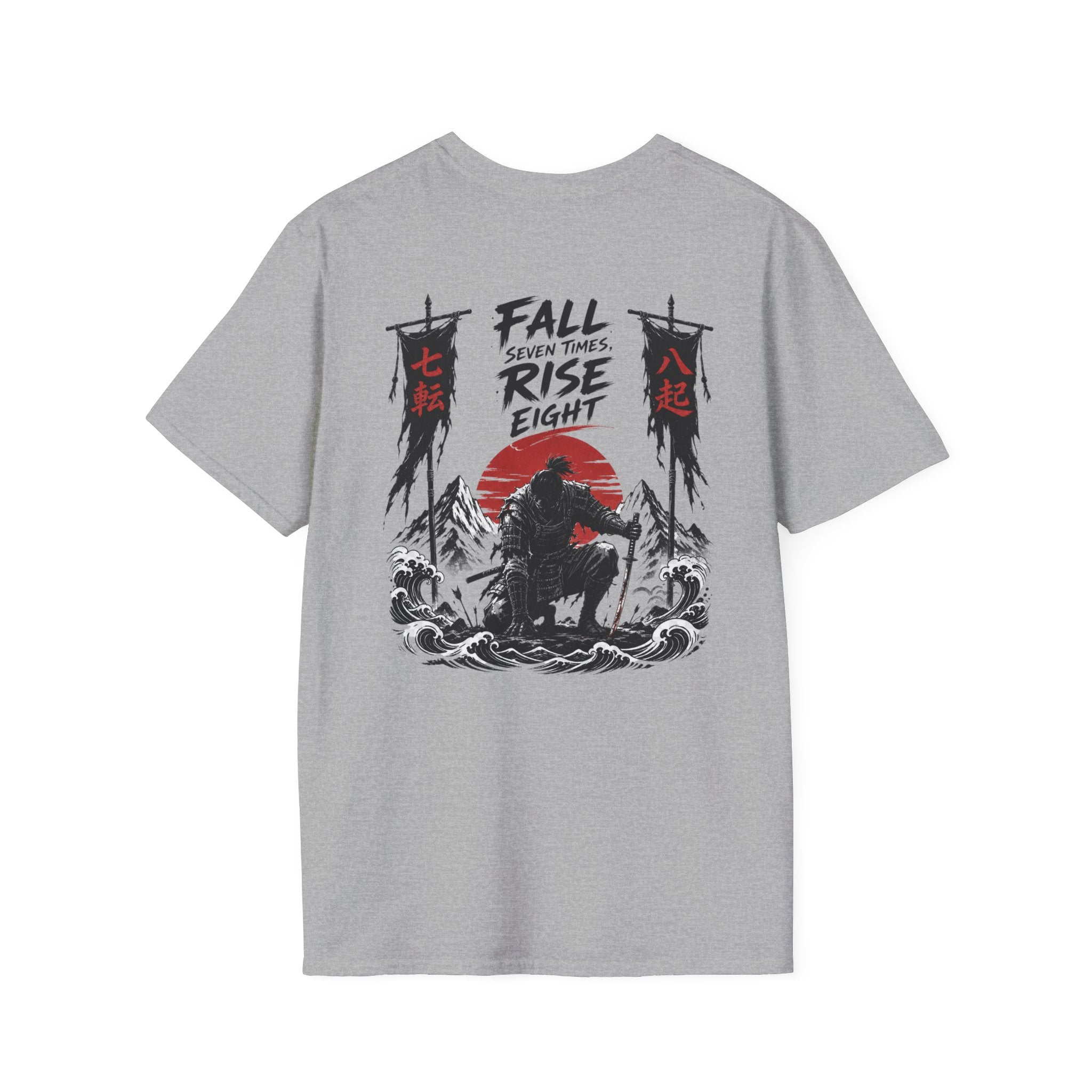 T-Shirt — 'Fall, Rise, Repeat' Samurai Chest Print