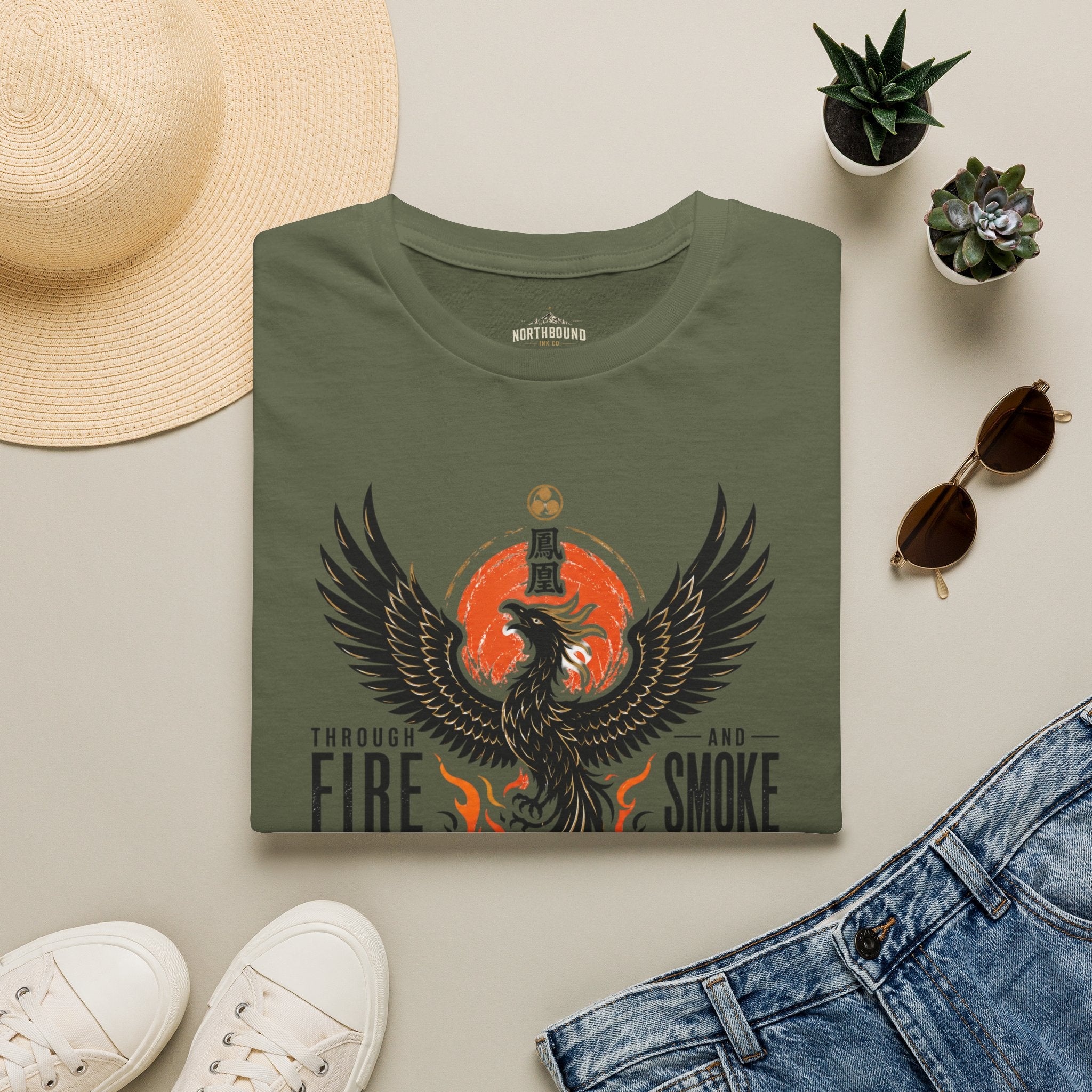 Phoenix Graphic T-Shirt — "Through Fire and Smoke" Inspirational Tee