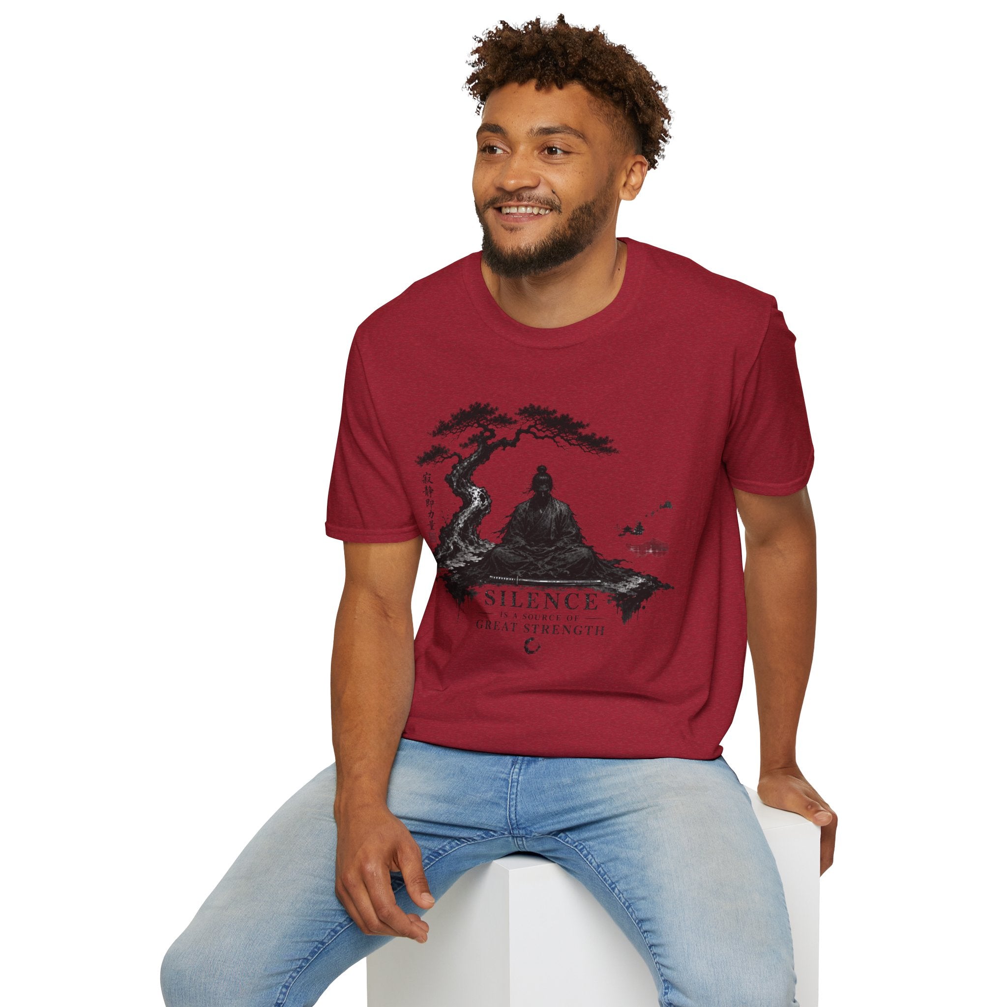 Meditation Zen T-Shirt — 'Silence Is Great Strength' Minimal Bonsai Buddha Tee