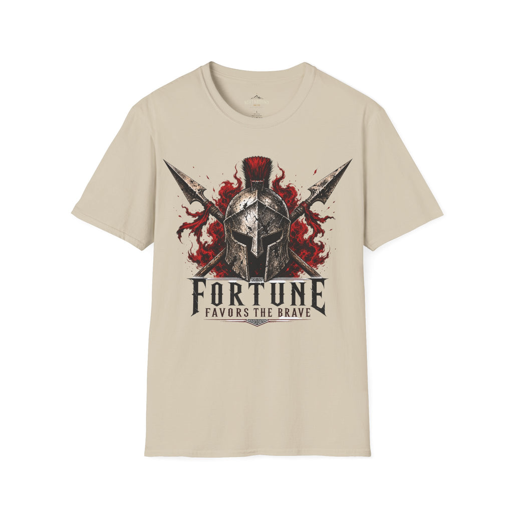 Warrior Helmet T-Shirt — "Fortune Favors the Brave" Spartan Helmet Graphic Tee
