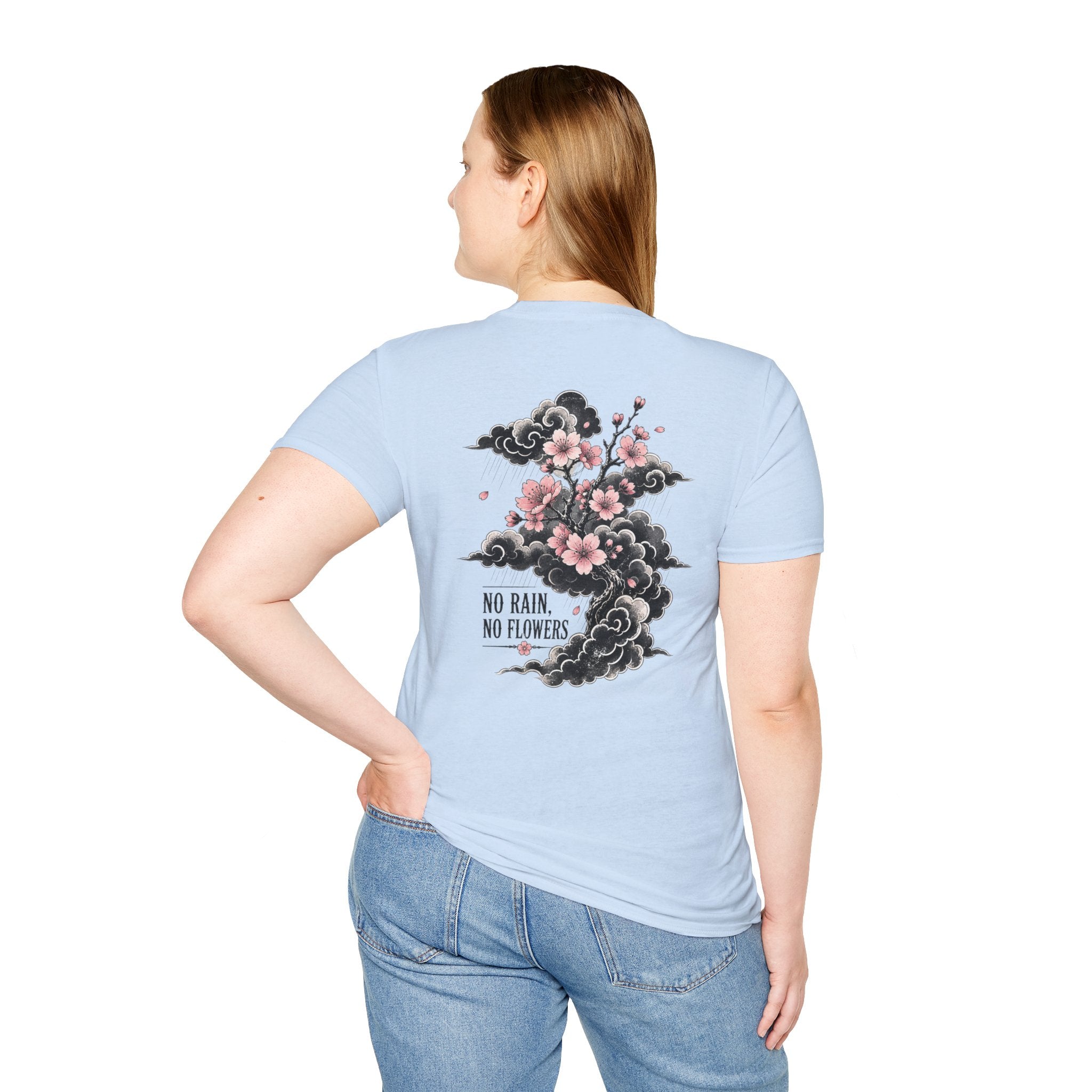 Floral Pocket Cat T‑Shirt — Petite Cherry Blossom Kitten Graphic