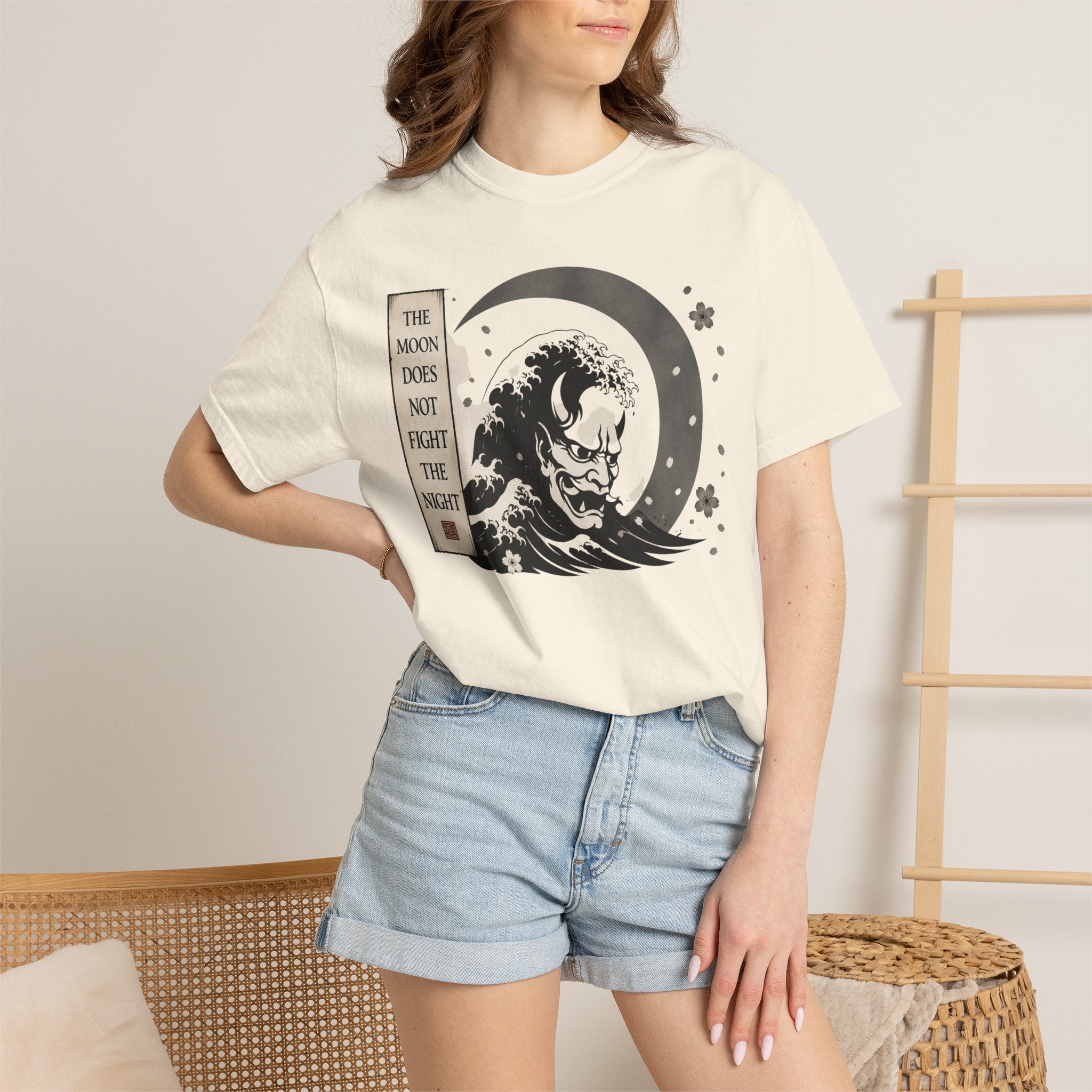 Moon Does Not Frighten Night T-Shirt — Japanese Wave Demon Graphic Tee
