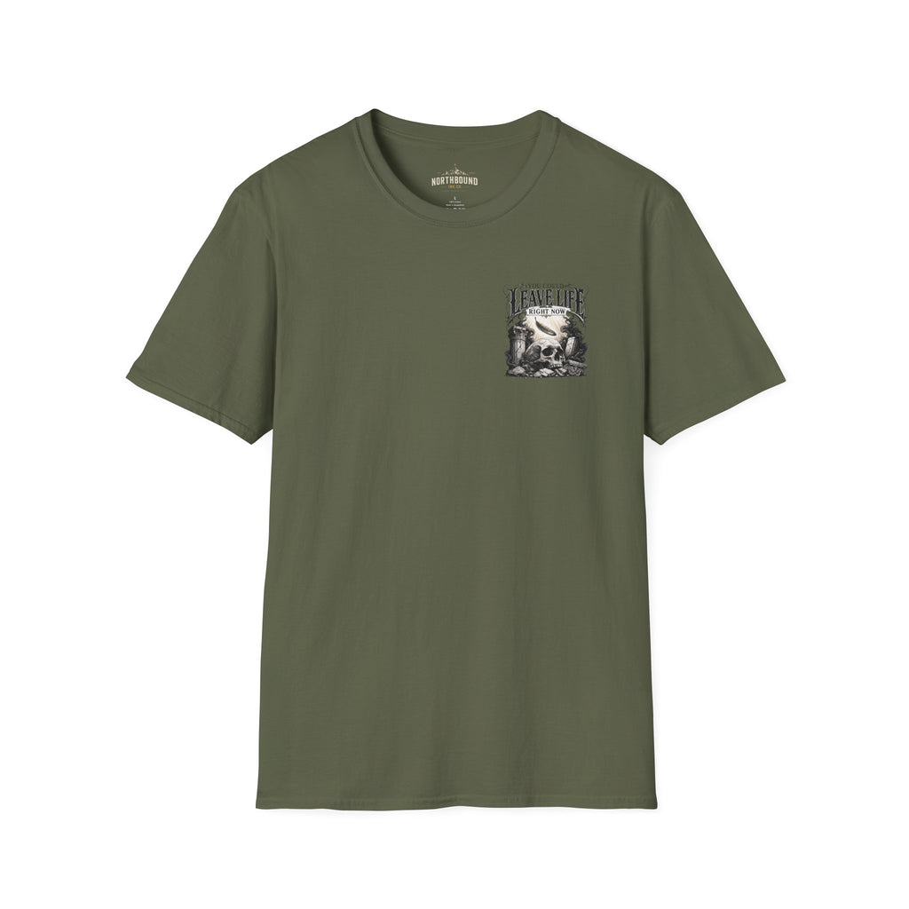 Skull & Mountains T-Shirt — "Leave Life" Adventure Graphic Tee