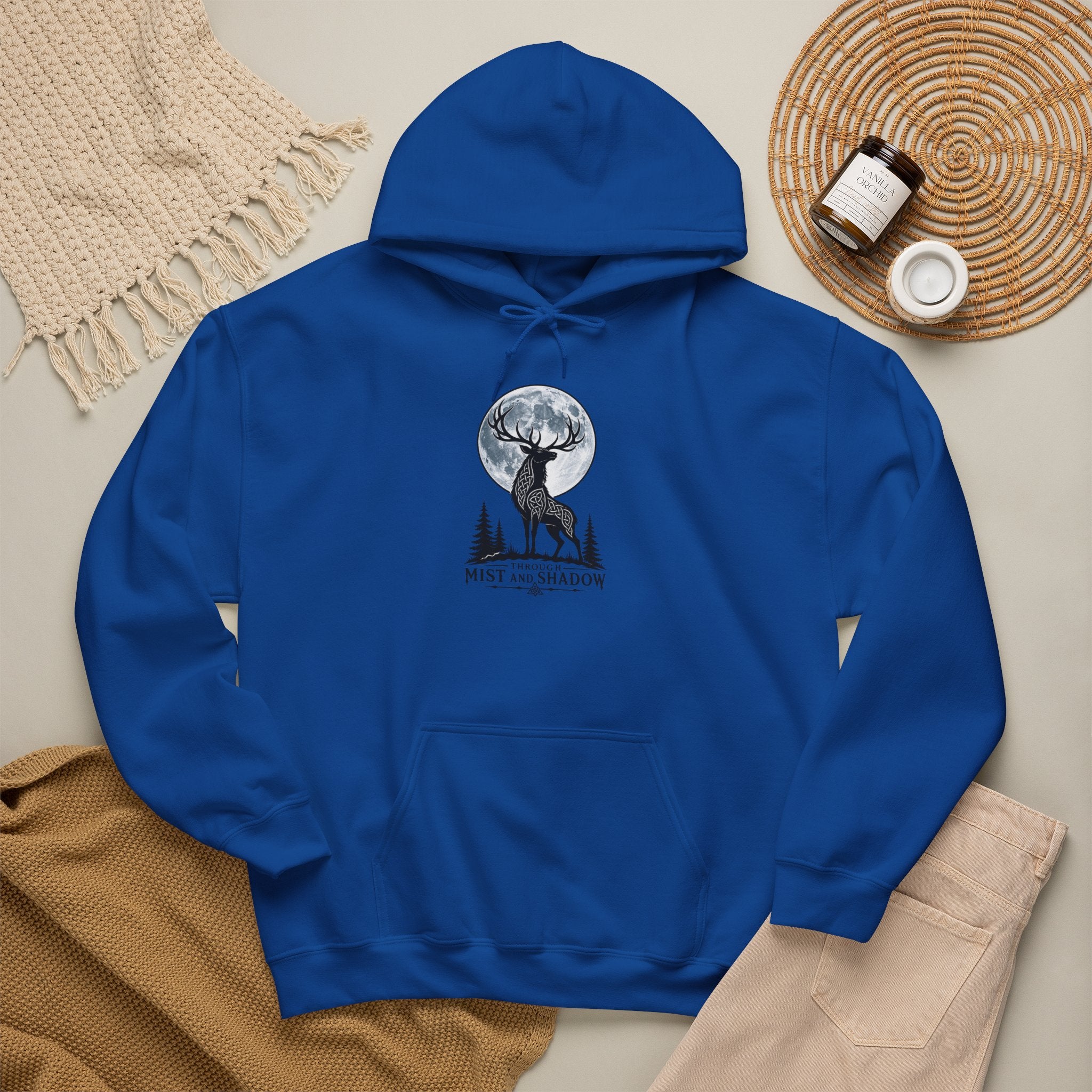 Hoodie – 'Mist and Shadow' Elk Moon Graphic Hooded Sweatshirt