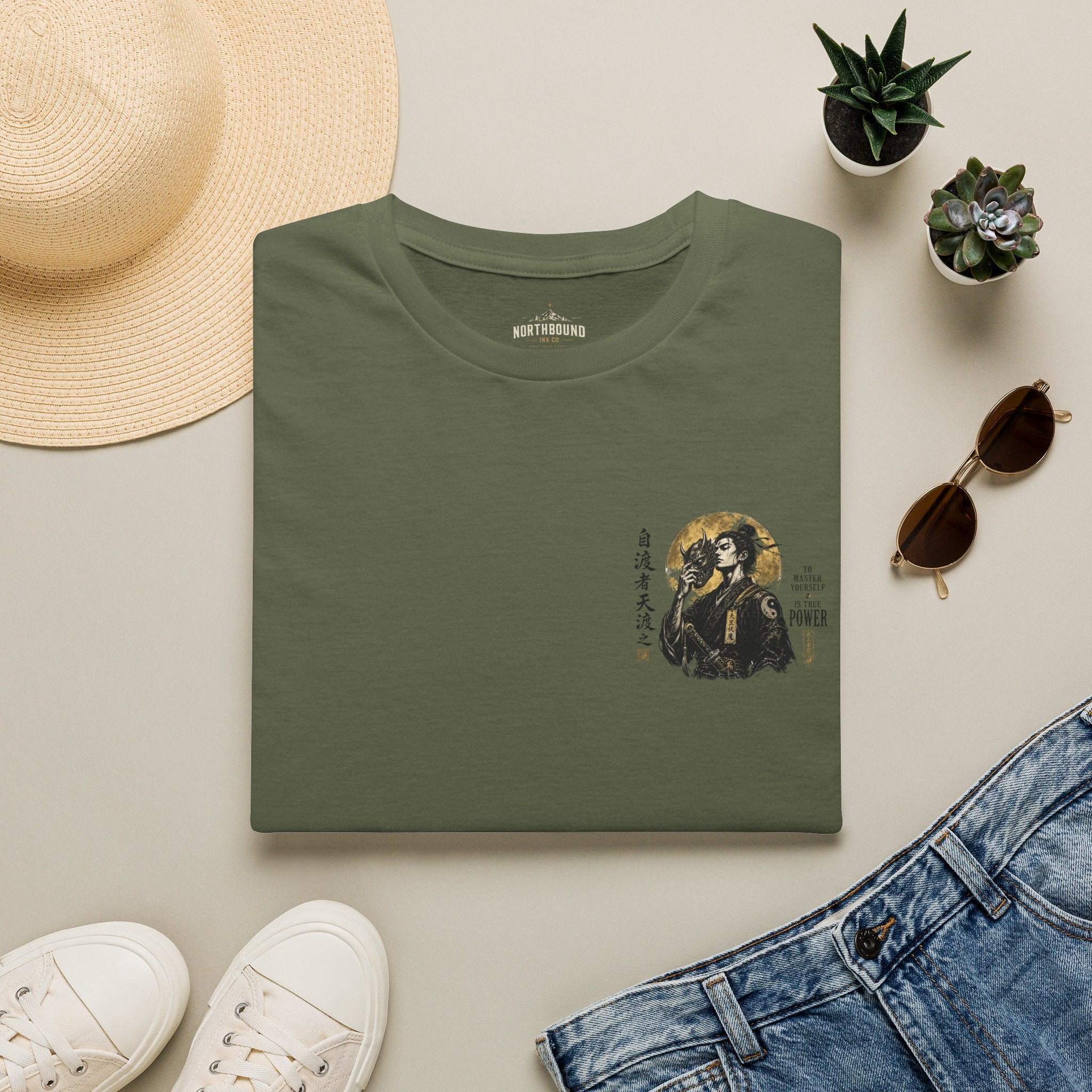 Samurai Portrait T-Shirt — Vintage Japanese Ink Art Tee