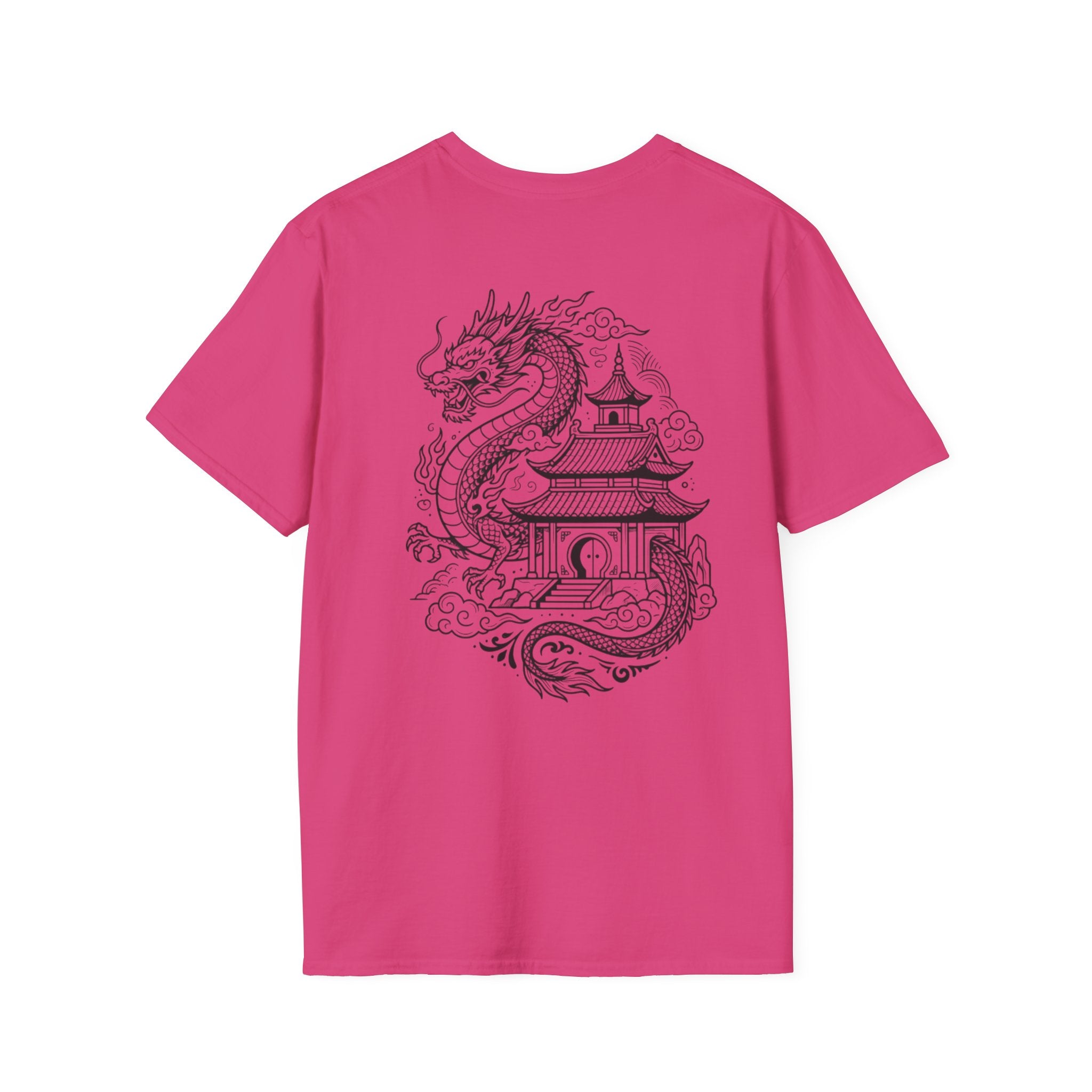 Dragon Crest Pocket T-Shirt — Small Intricate Dragon Chest Graphic