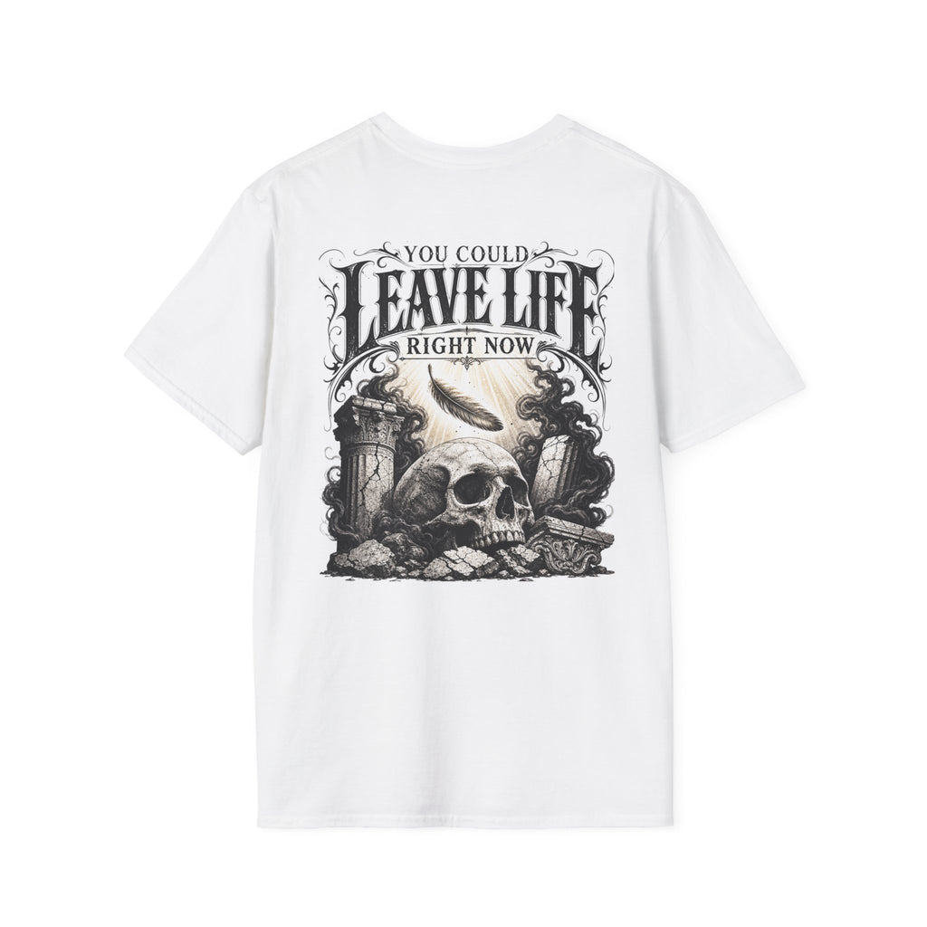 Skull & Mountains T-Shirt — "Leave Life" Adventure Graphic Tee