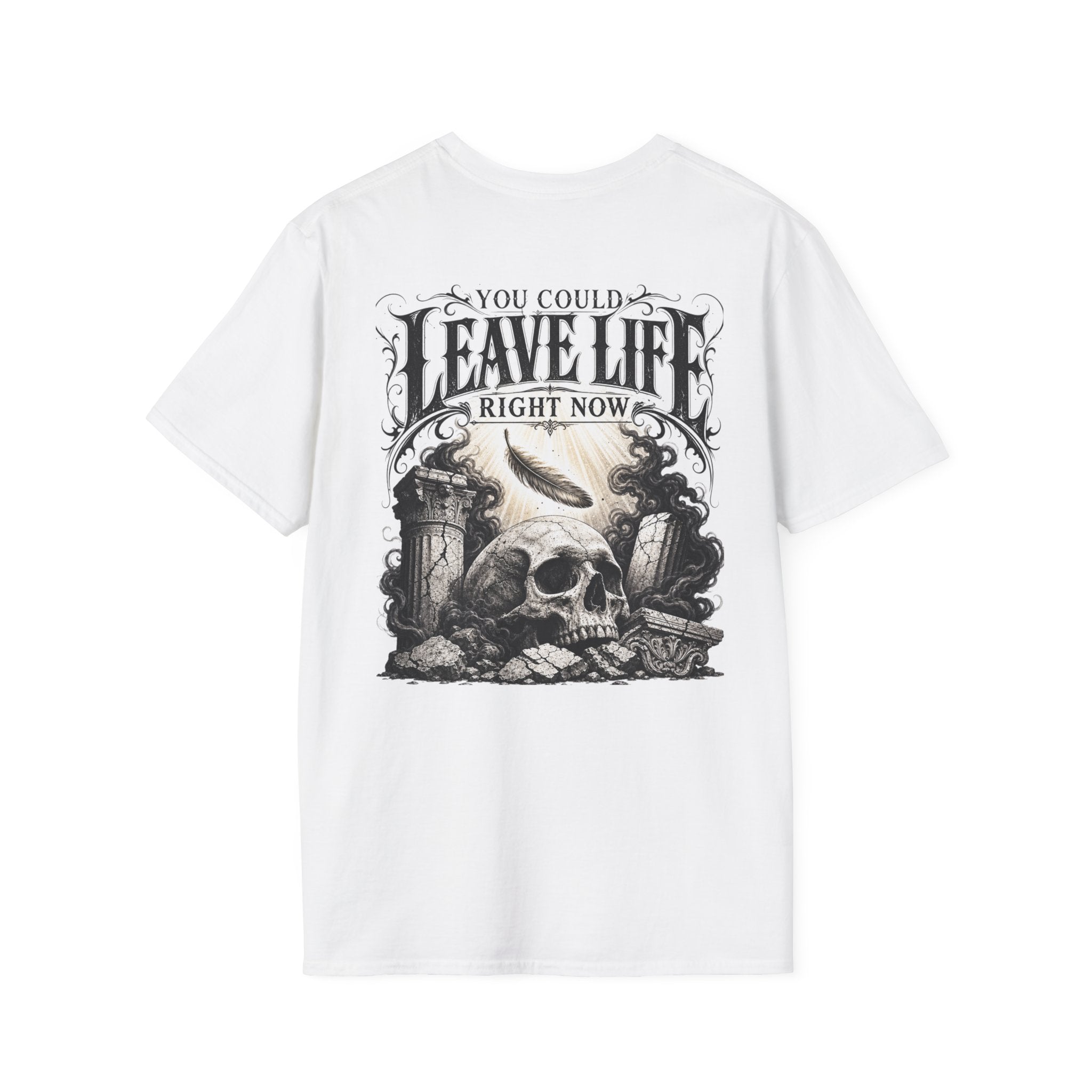 Skull & Mountains T-Shirt — "Leave Life" Adventure Graphic Tee