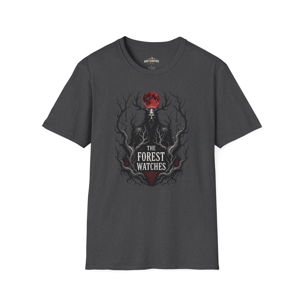 Forest Watcher T-Shirt — 'The Forest Watches' Red Moon Deer Spirit Tee