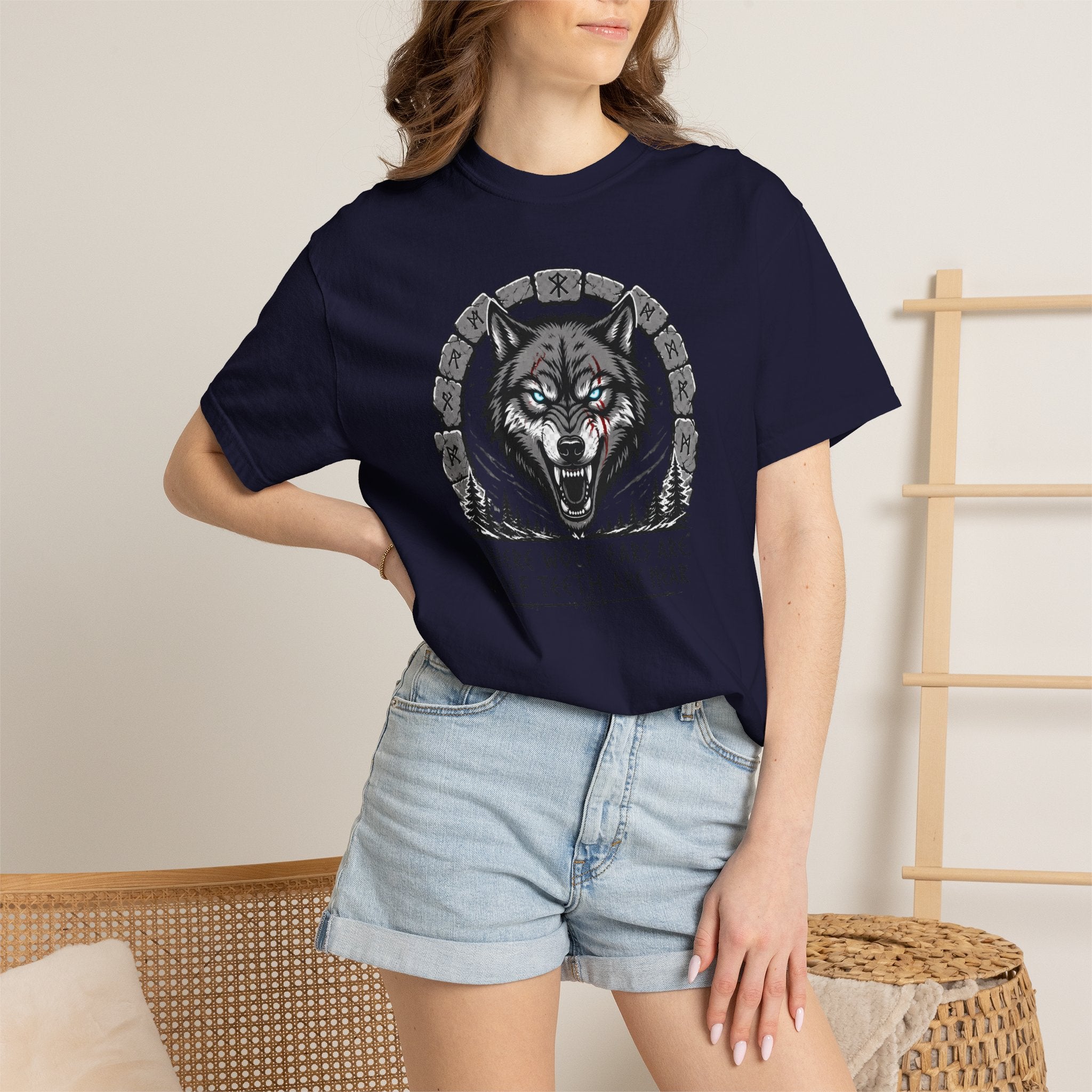 Wolf Head T-Shirt — "Where Wolf Ears Are, Wolf Teeth Are Near" Graphic Tee