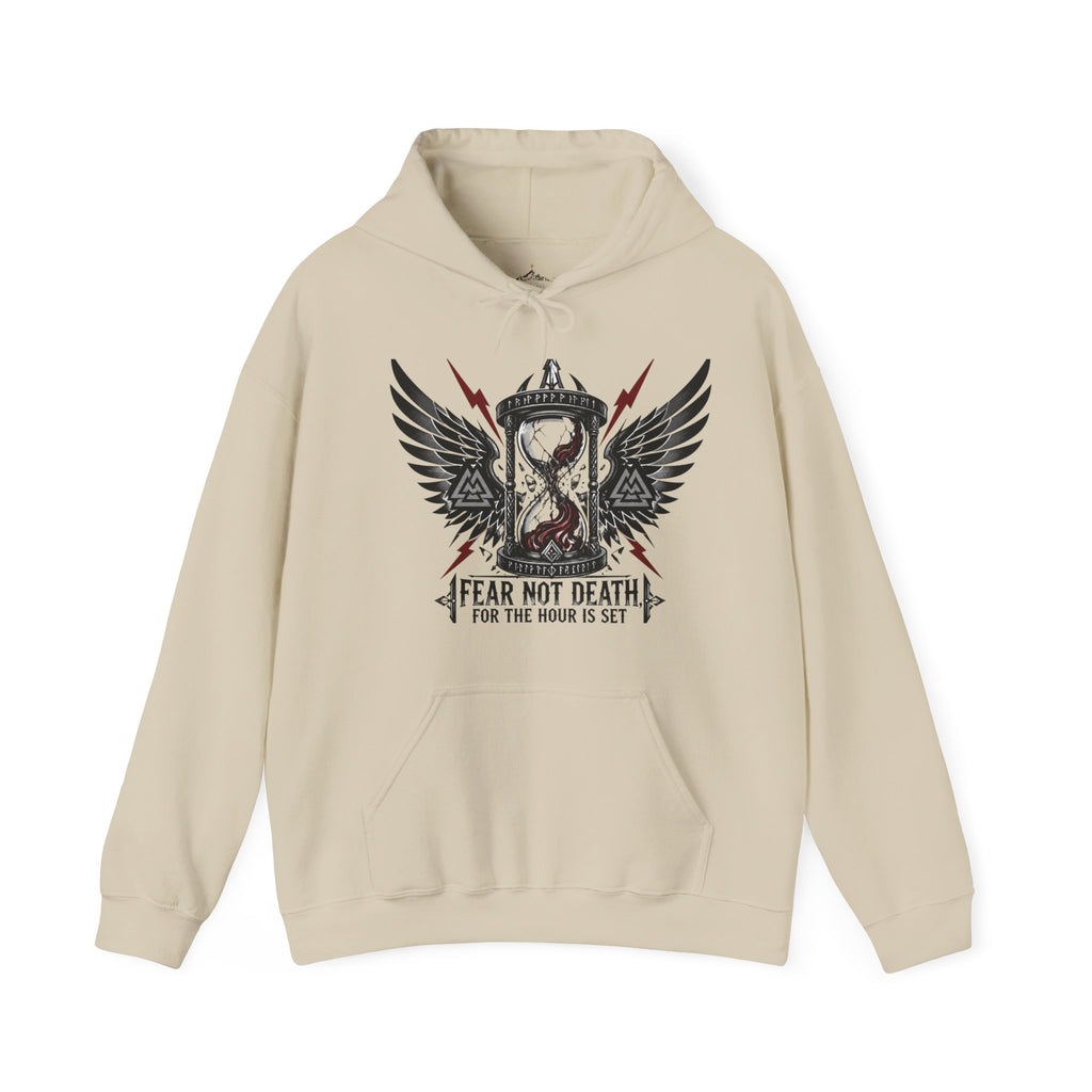 Fear Not Death Hourglass Wings Hoodie — Gothic Inspirational Pullover