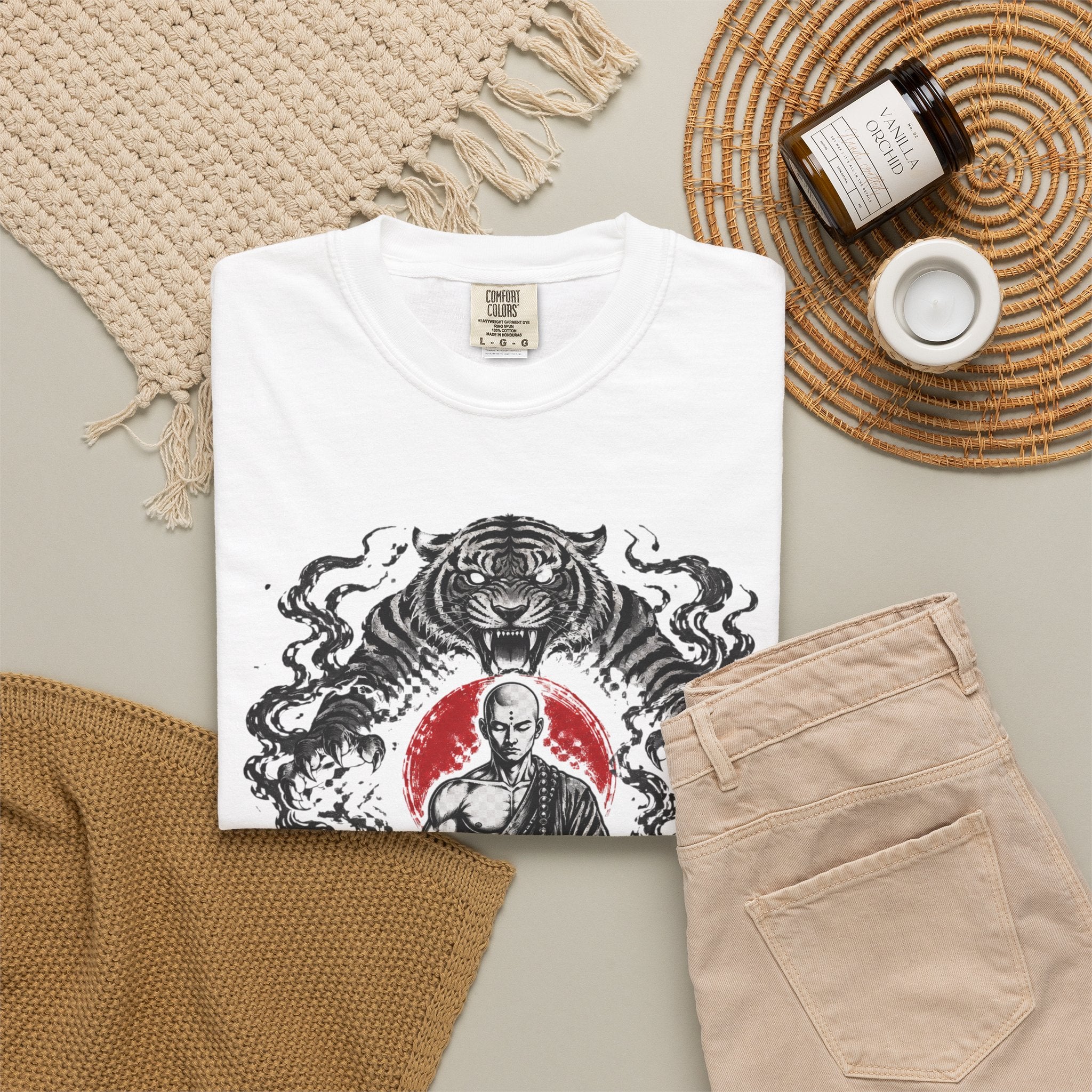 Meditation Tiger T-Shirt — "He Who Masters Himself is Strong" Zen Graphic Tee