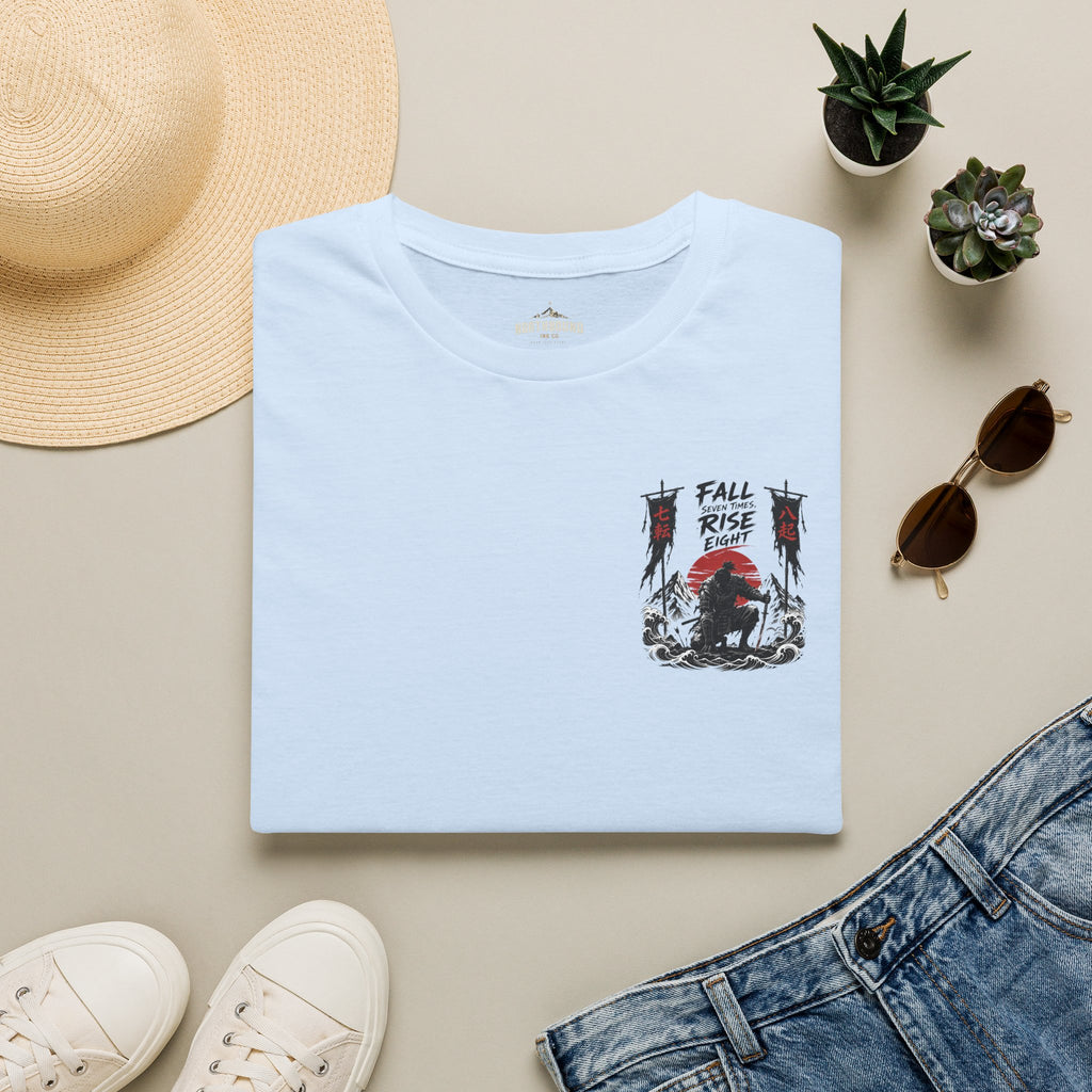 T-Shirt — 'Fall, Rise, Repeat' Samurai Chest Print