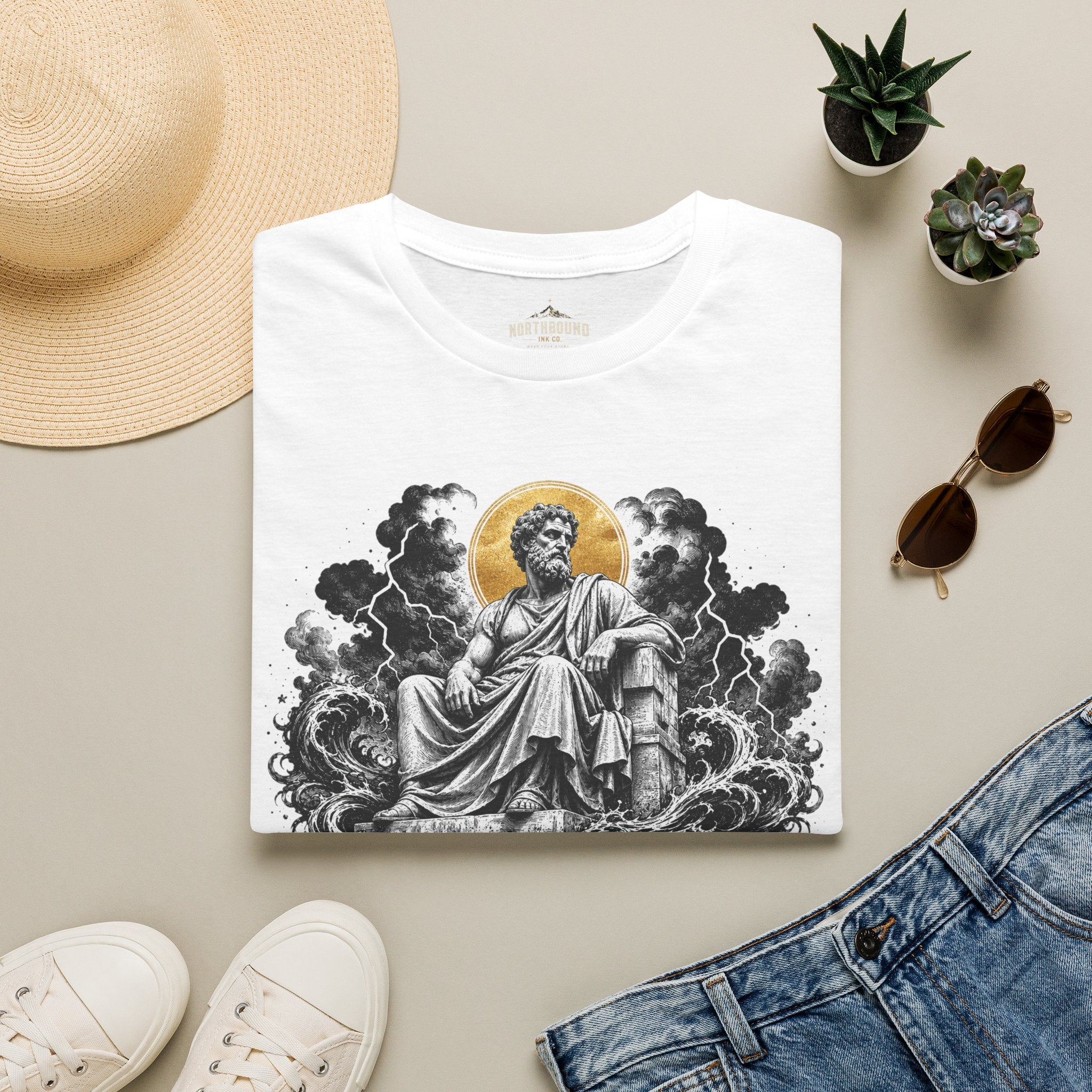 T-Shirt — 'HAPPINESS' Vintage Saint Illustration Tee (Gold Halo)
