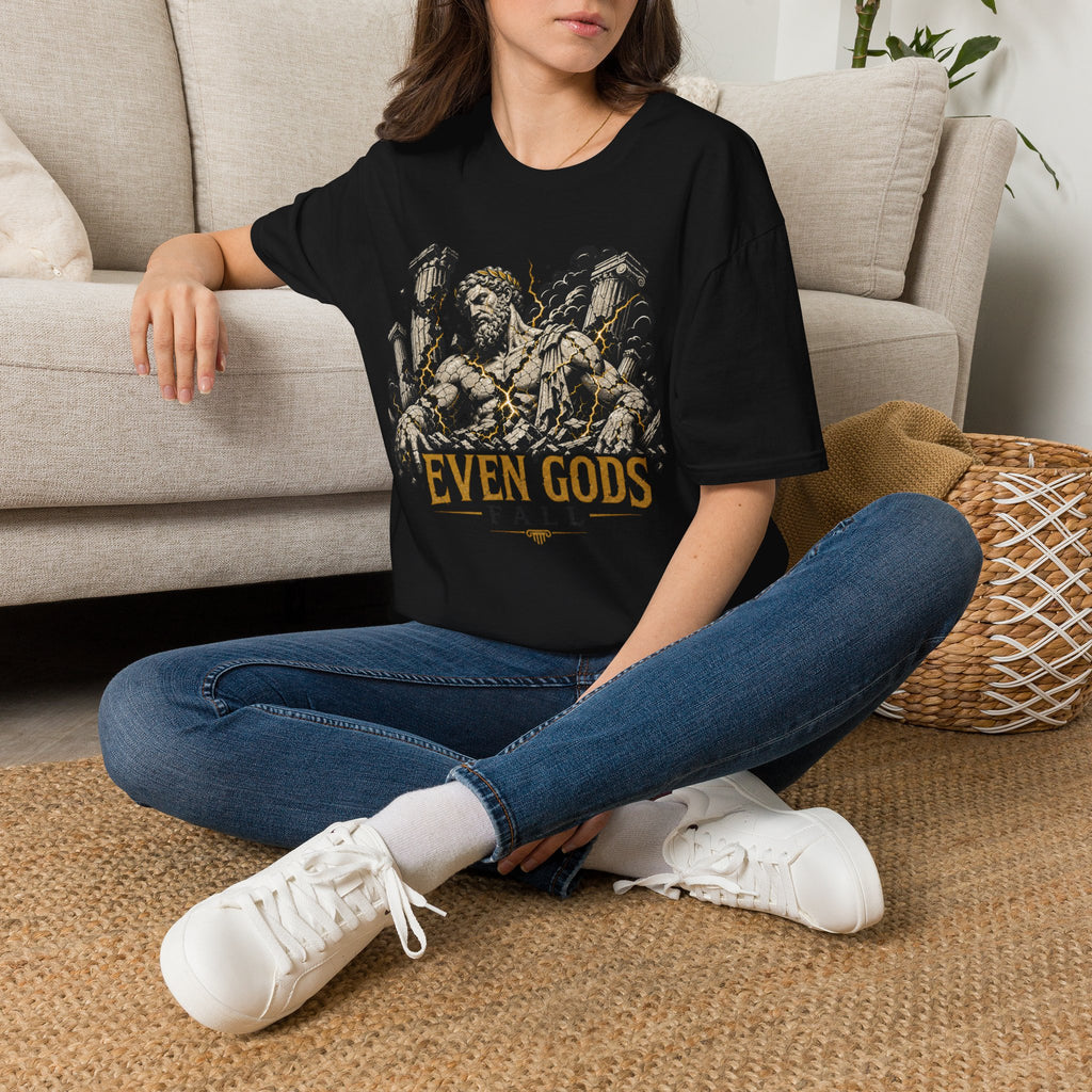 Graphic Tee — "Even Gods Fall" Statue Collapse T-Shirt