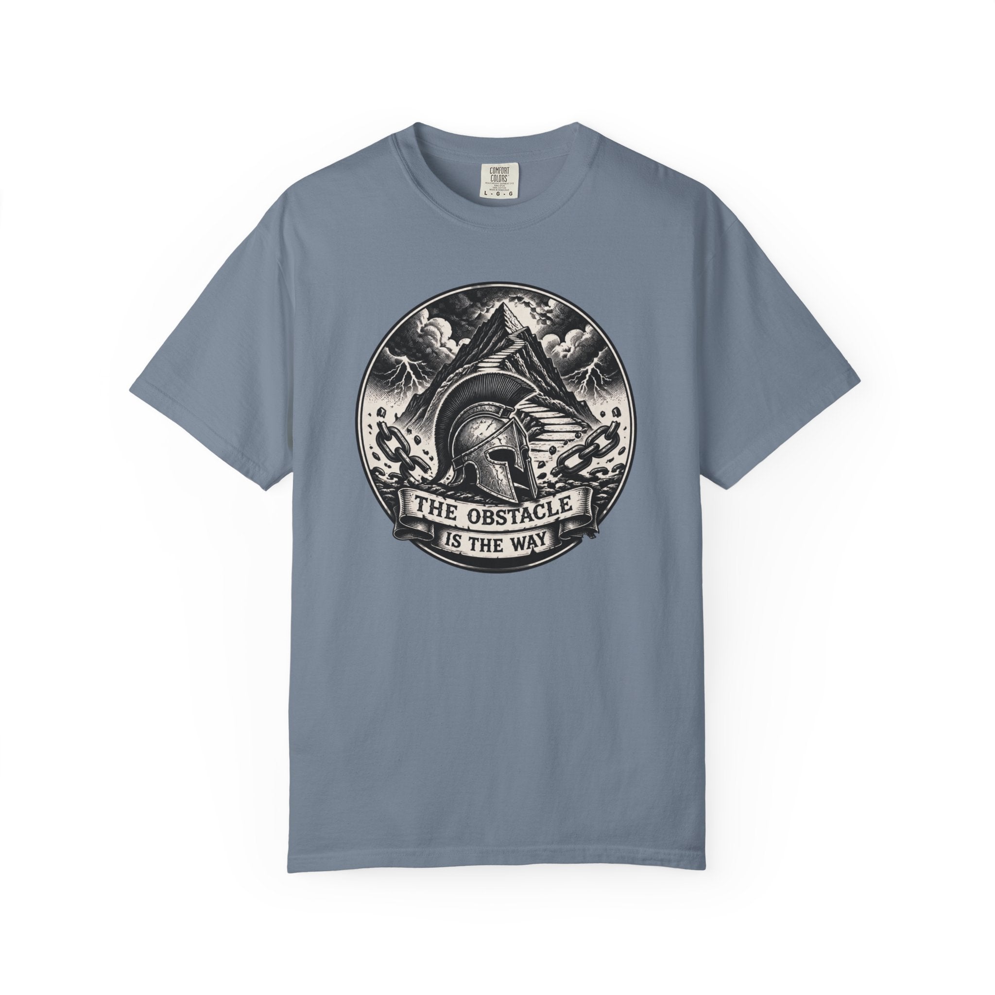Spartan Helmet T‑Shirt — "The Obstacle Is The Way" Motivational Tee