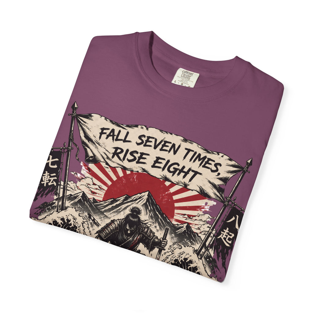 T-Shirt — "Fall Seven Times, Rise Eight" Samurai Graphic Tee