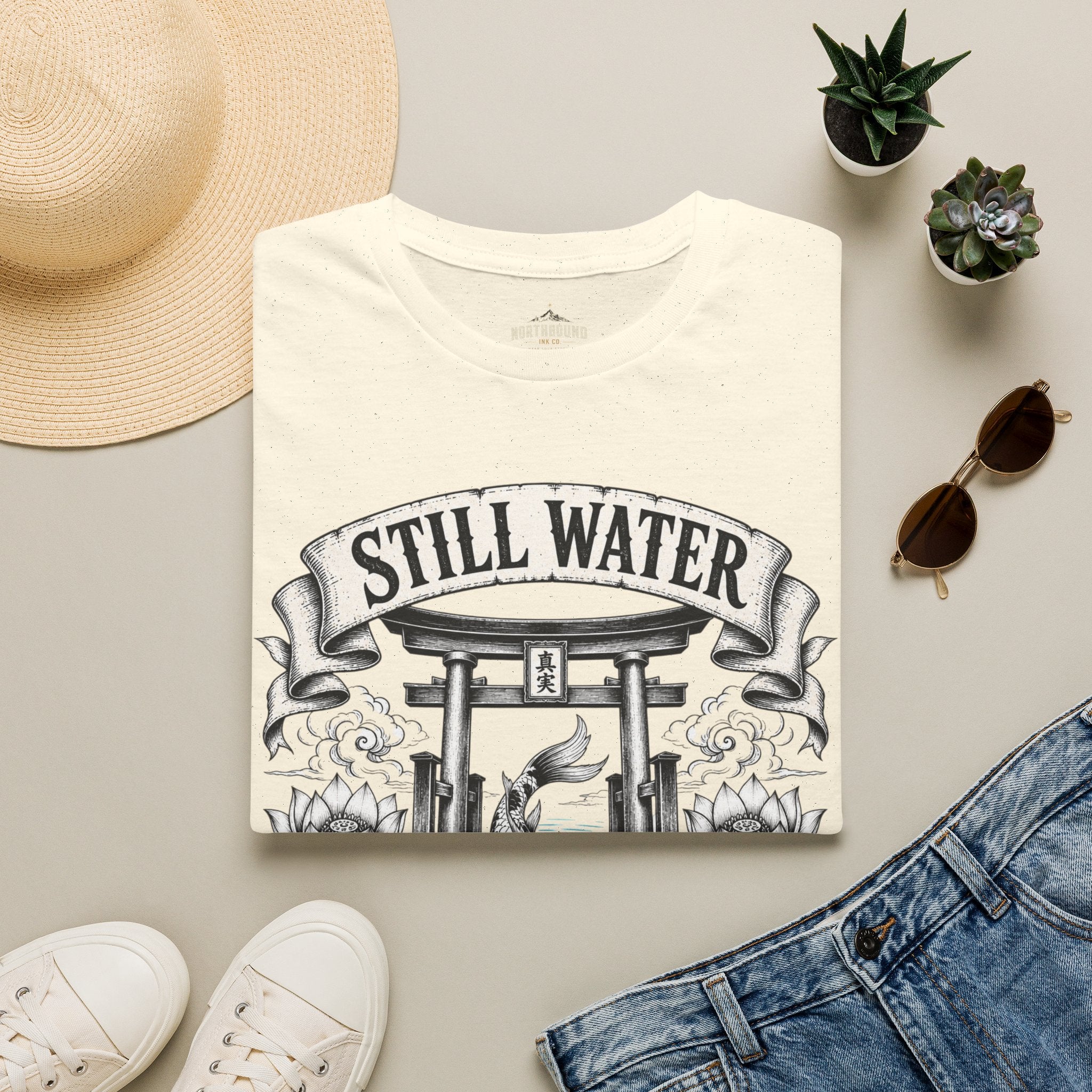 Still Water T-Shirt — Tranquil Koi & Torii Graphic Tee