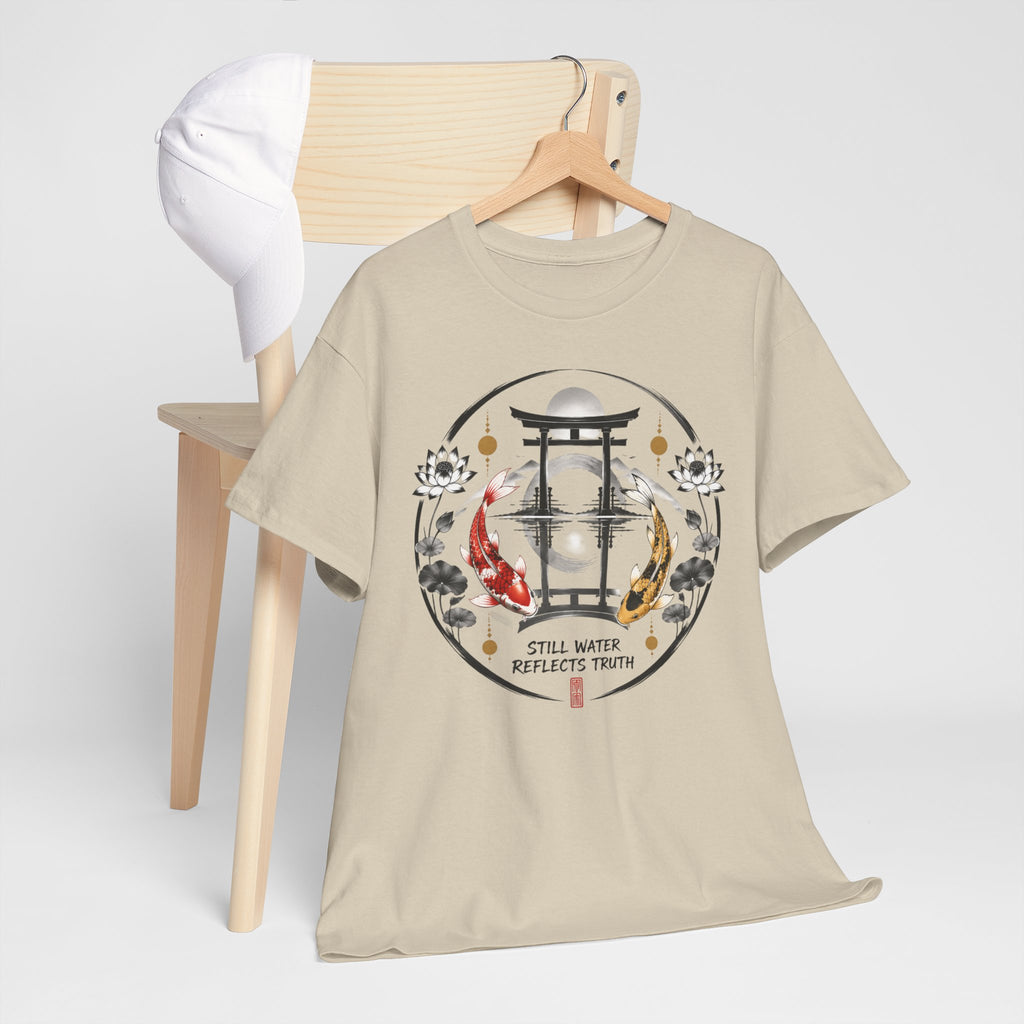 Koi Pond Tee — 'Still Water Reflects Truth' Japanese Torii Graphic T-Shirt