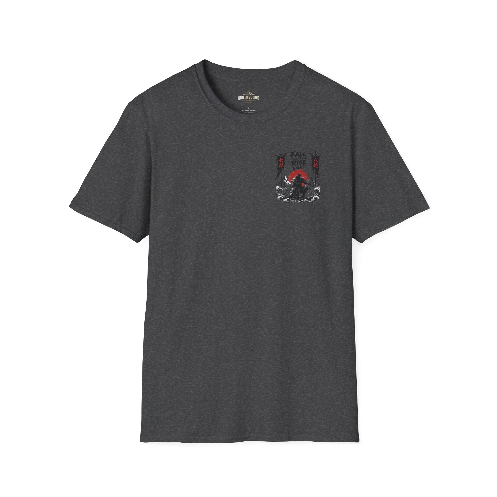 T-Shirt — 'Fall, Rise, Repeat' Samurai Chest Print