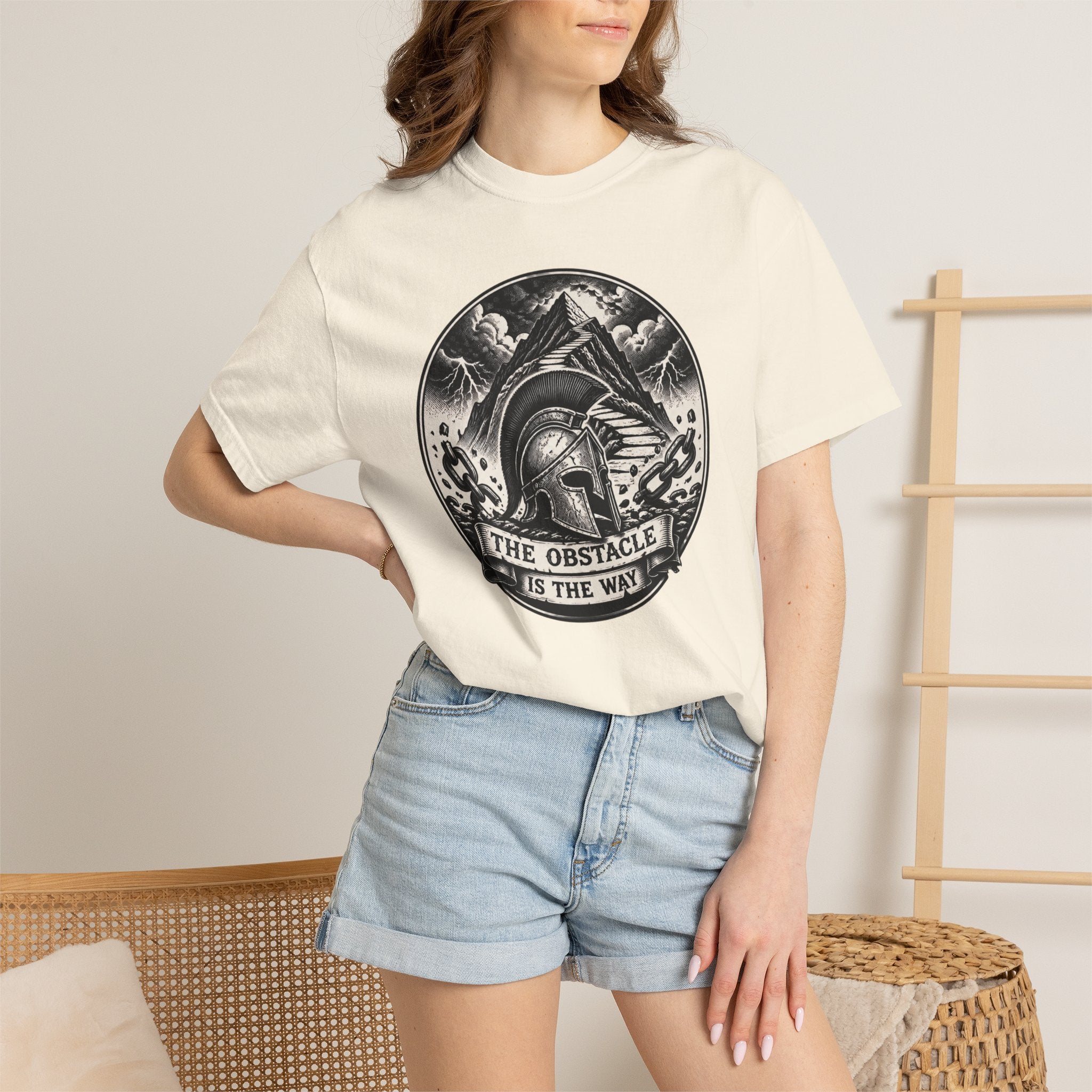 Spartan Helmet T‑Shirt — "The Obstacle Is The Way" Motivational Tee