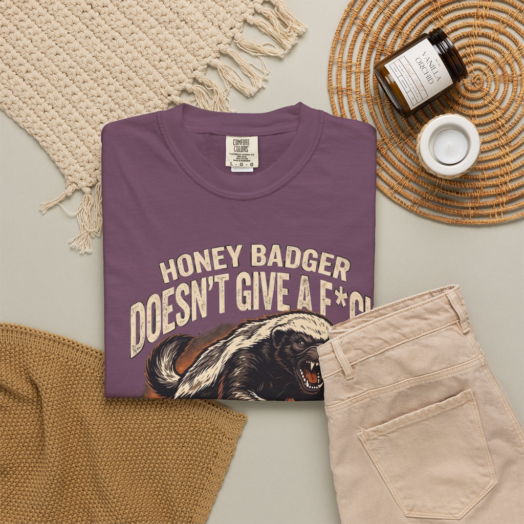 Skunk Graphic T-Shirt — 'Honey Badger Doesn't Give a F—' Retro Vintage Tee