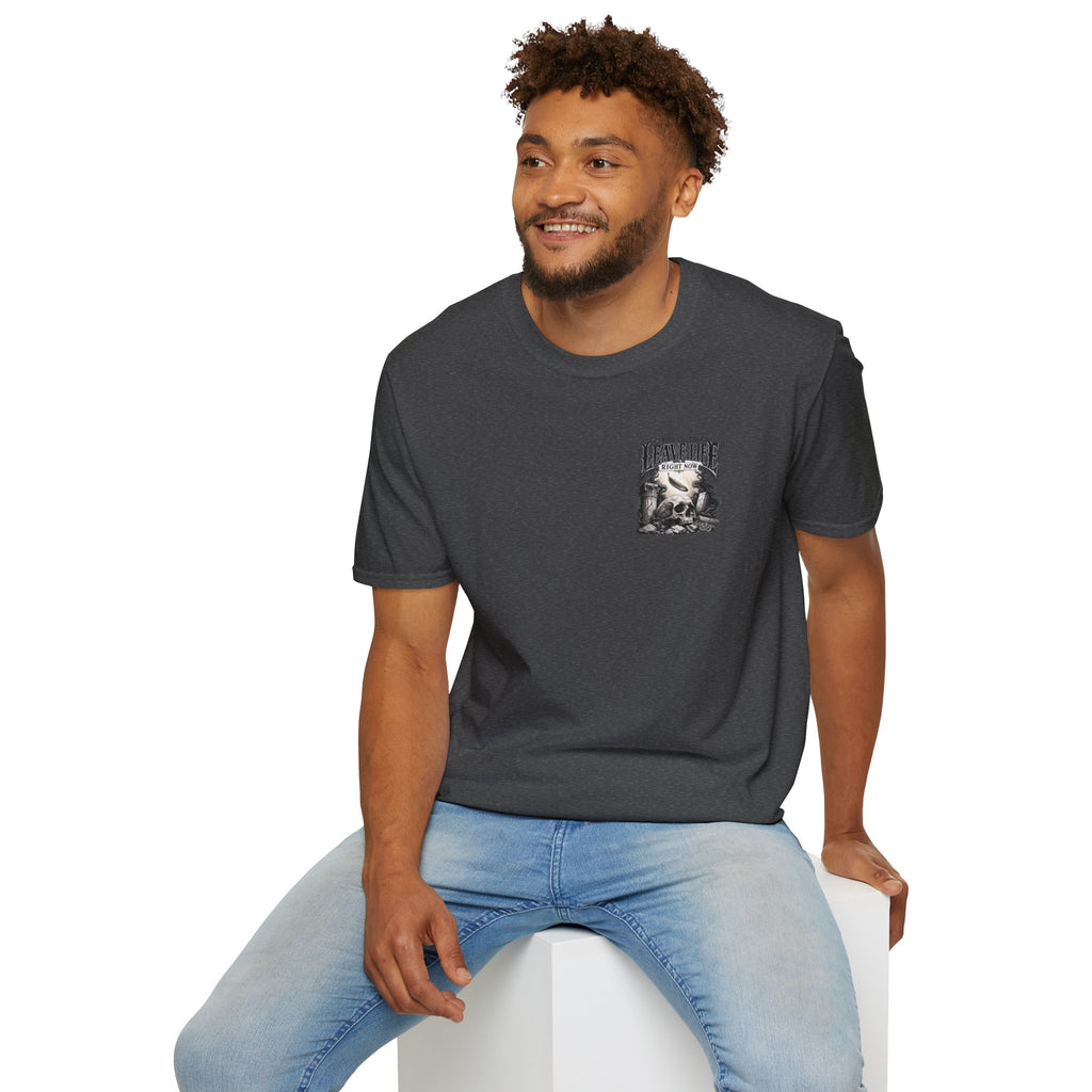 Skull & Mountains T-Shirt — "Leave Life" Adventure Graphic Tee