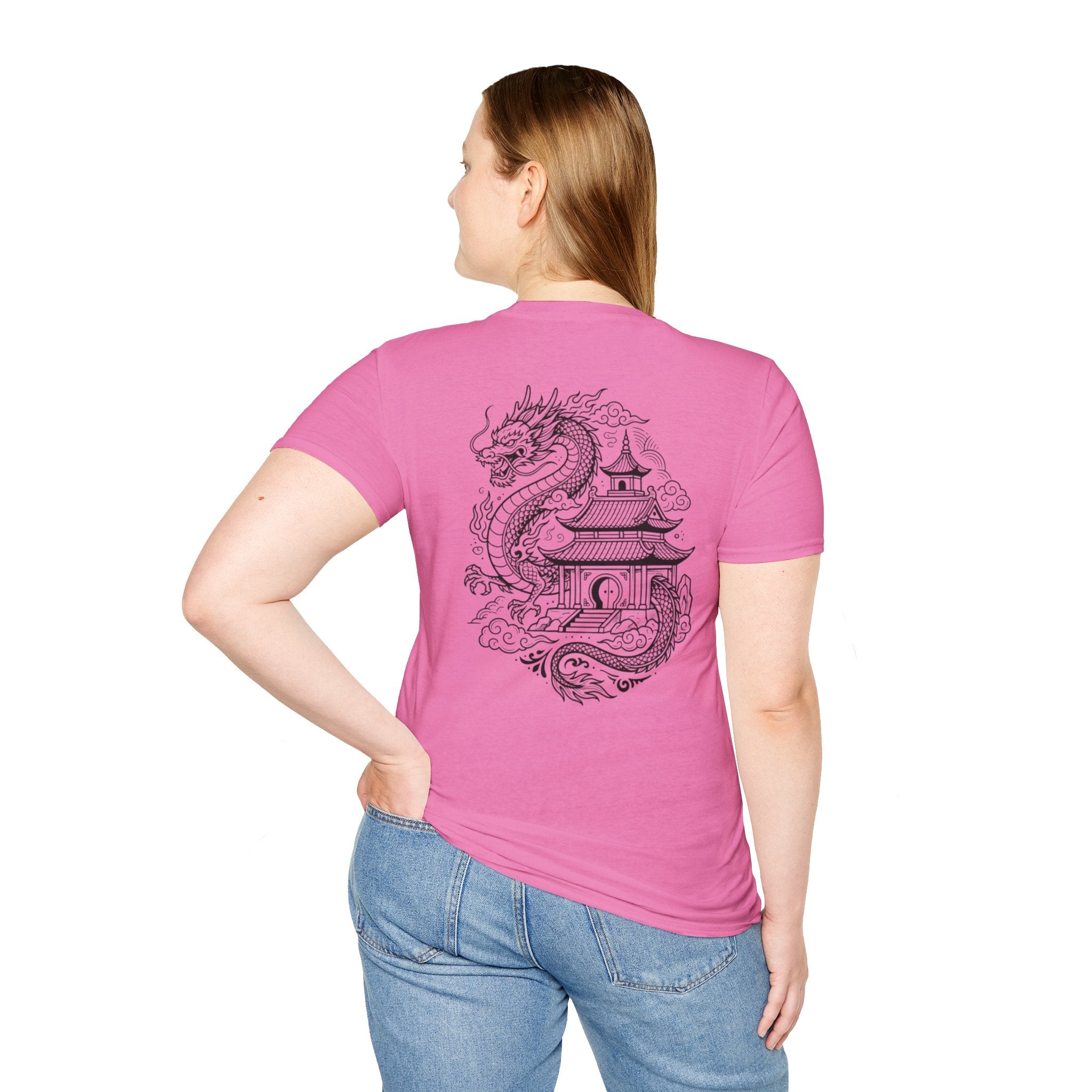 Dragon Crest Pocket T-Shirt — Small Intricate Dragon Chest Graphic