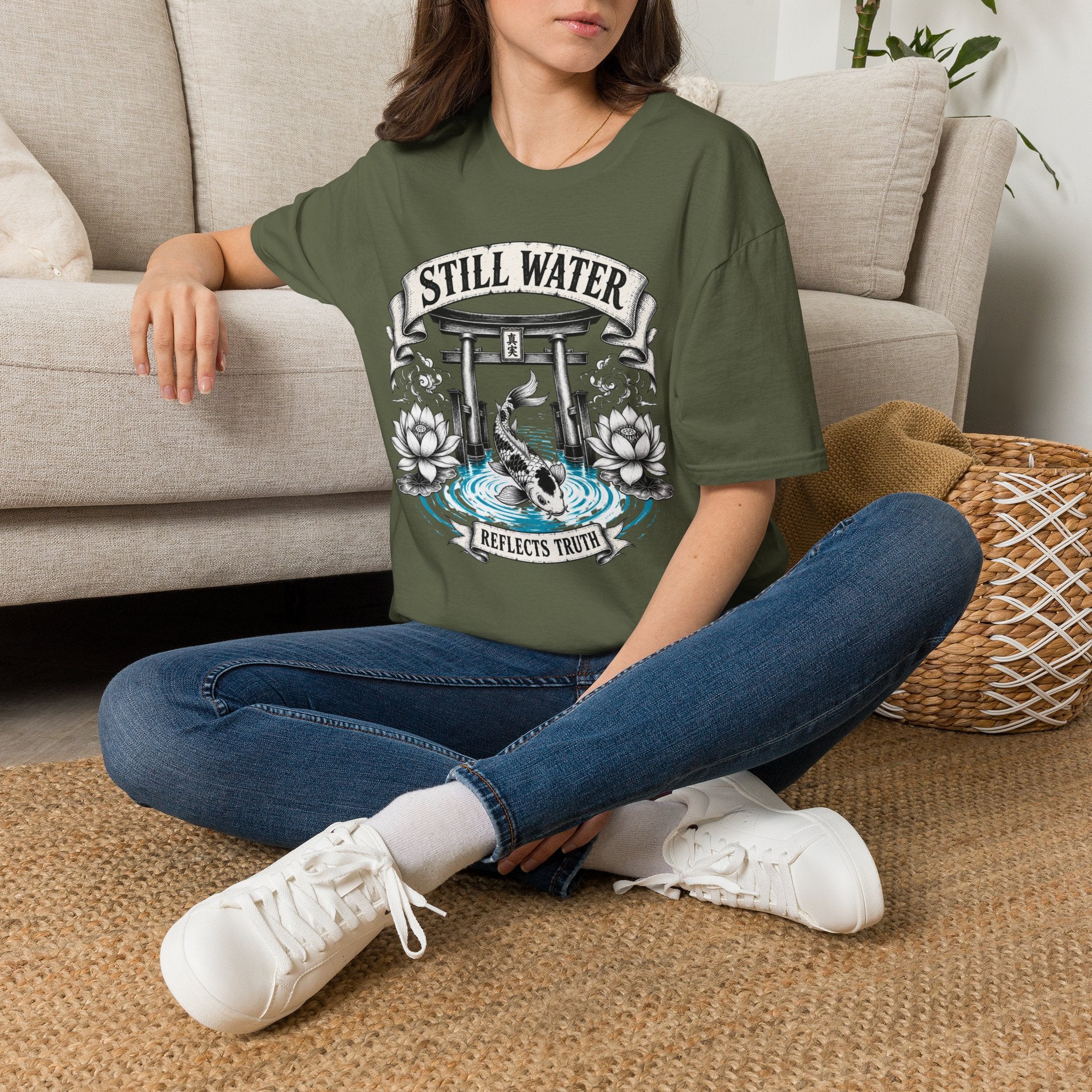 Still Water T-Shirt — Tranquil Koi & Torii Graphic Tee