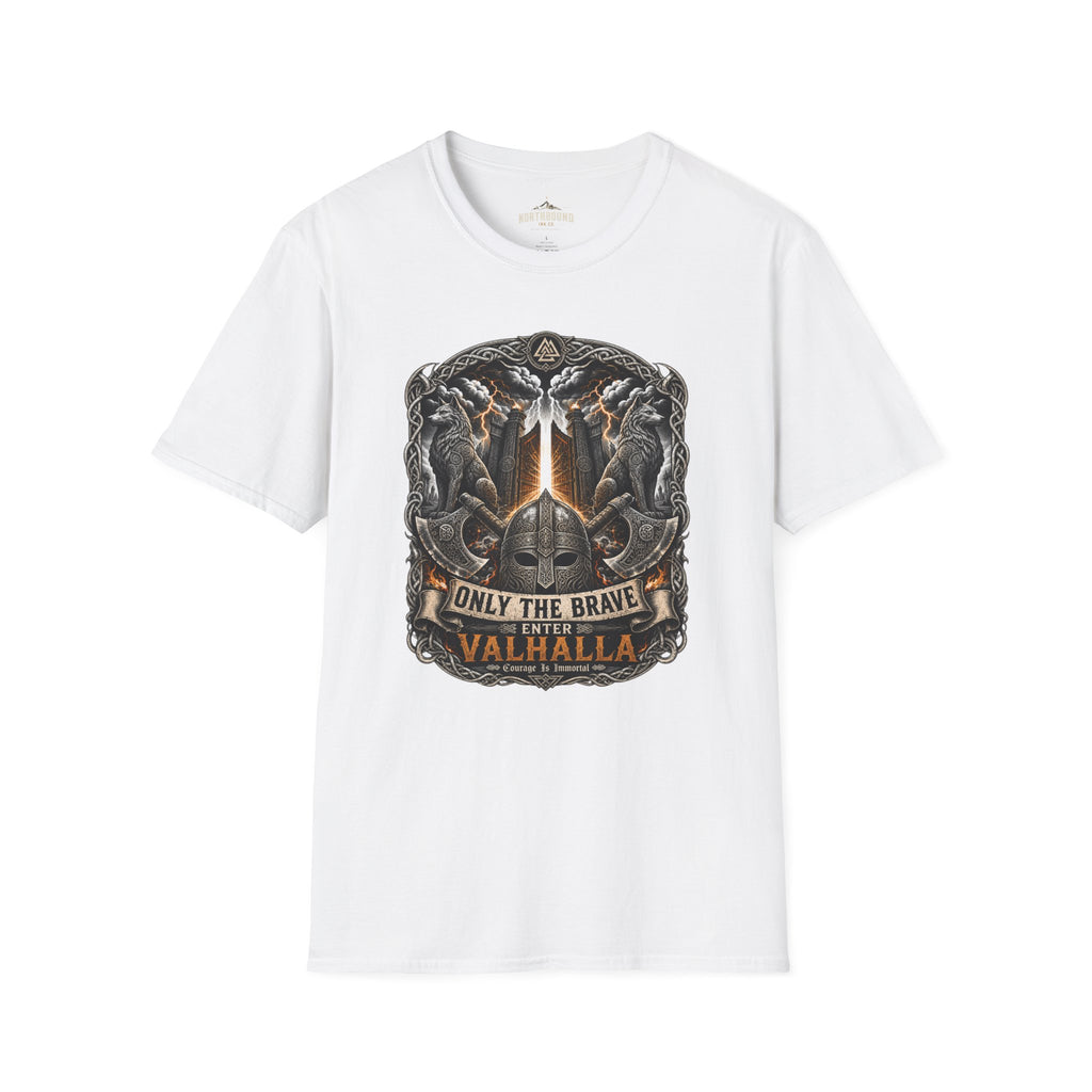 Valhalla T-Shirt — "Only The Brave" Viking Shield Tee