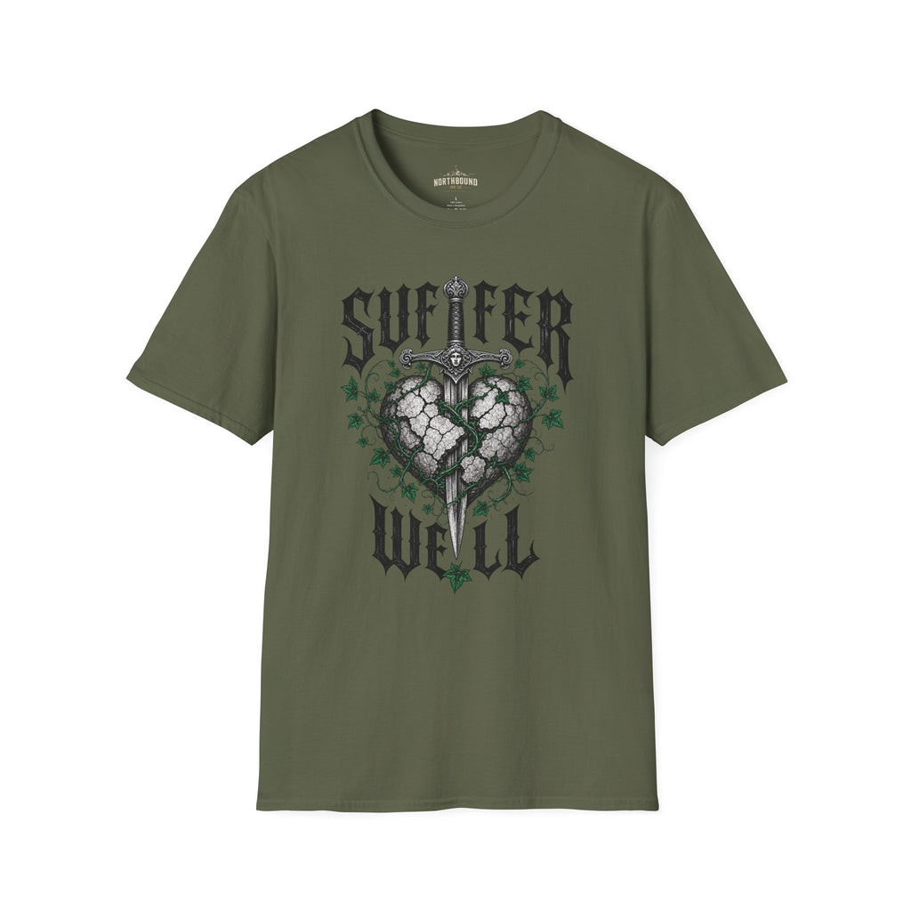 Suffer Well T-Shirt — Gothic Heart Sword Graphic Tee