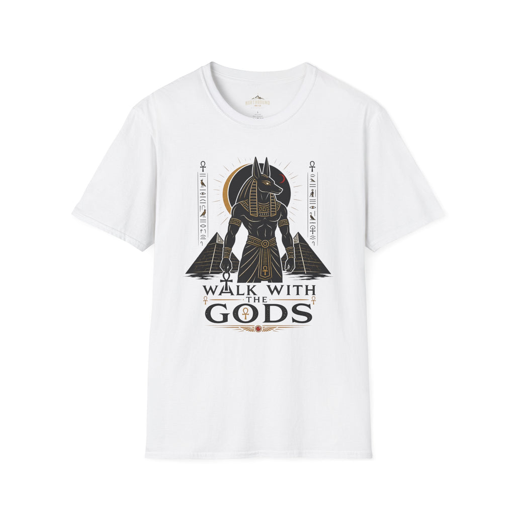 Anubis 'Walk With Gods' T-Shirt — Egyptian Mythology Graphic Tee