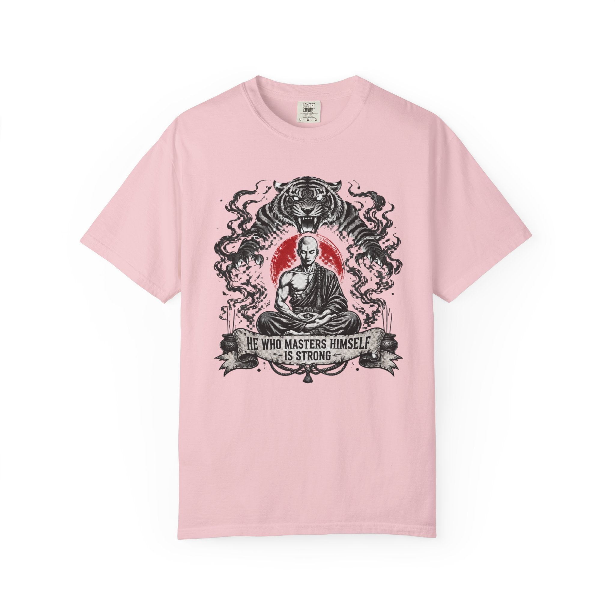 Meditation Tiger T-Shirt — "He Who Masters Himself is Strong" Zen Graphic Tee