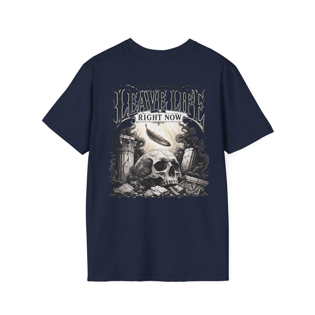 Skull & Mountains T-Shirt — "Leave Life" Adventure Graphic Tee
