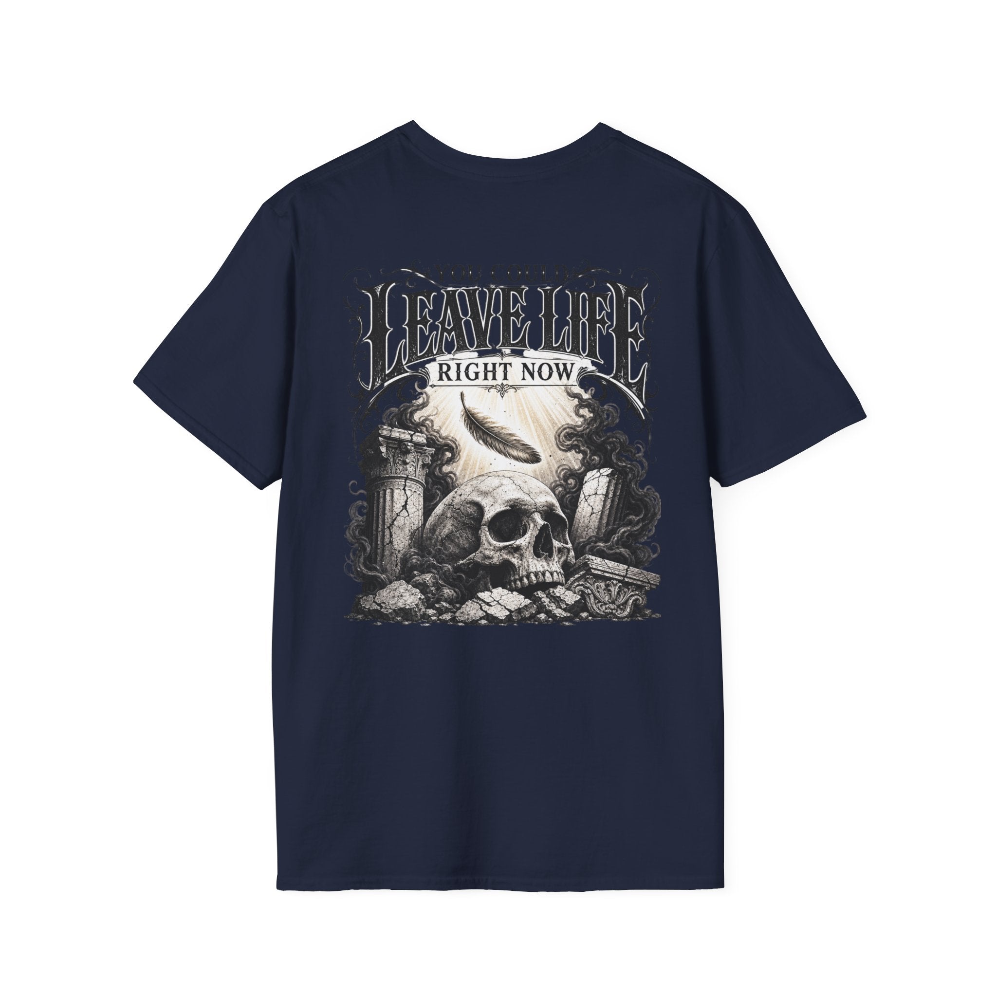 Skull & Mountains T-Shirt — "Leave Life" Adventure Graphic Tee