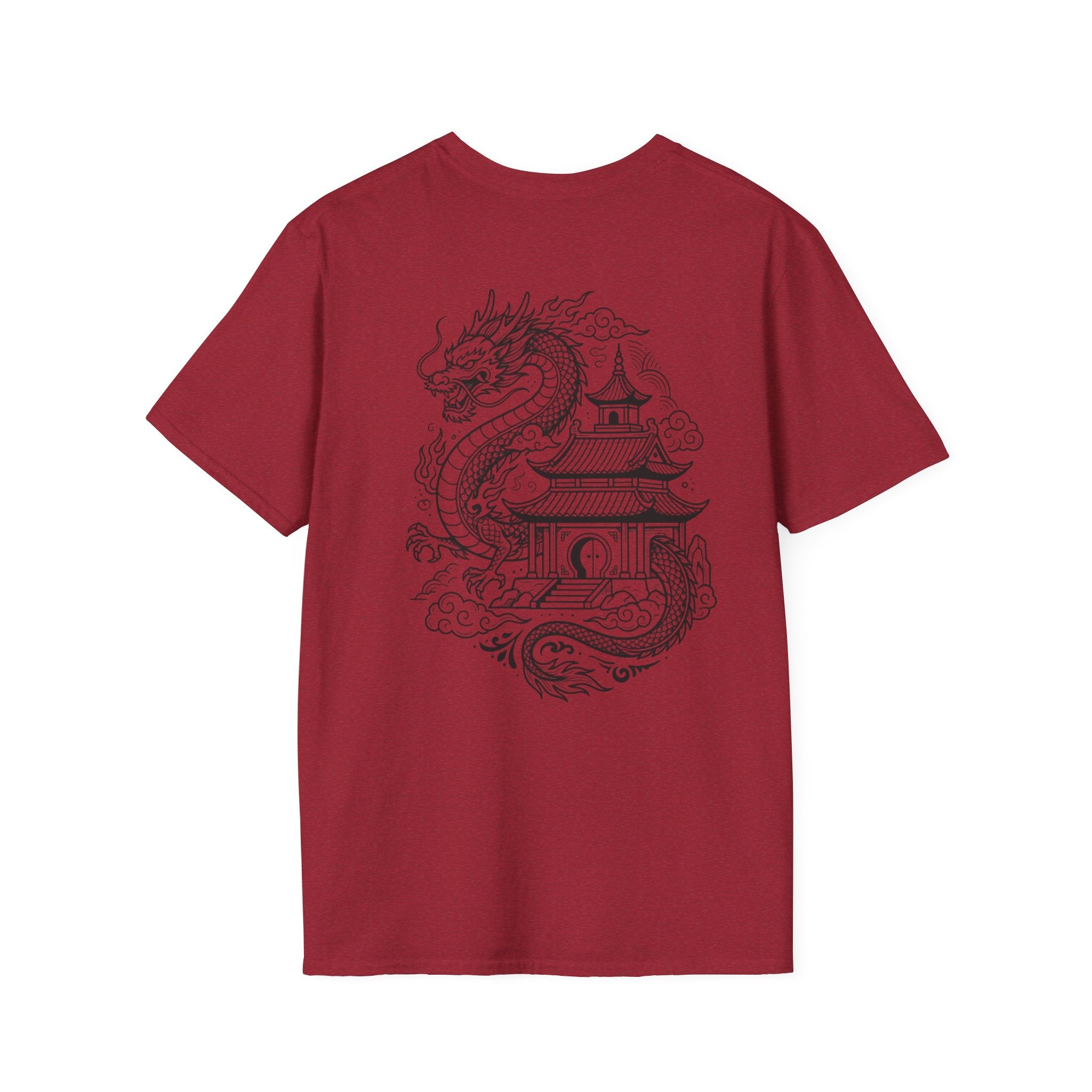 Dragon Crest Pocket T-Shirt — Small Intricate Dragon Chest Graphic