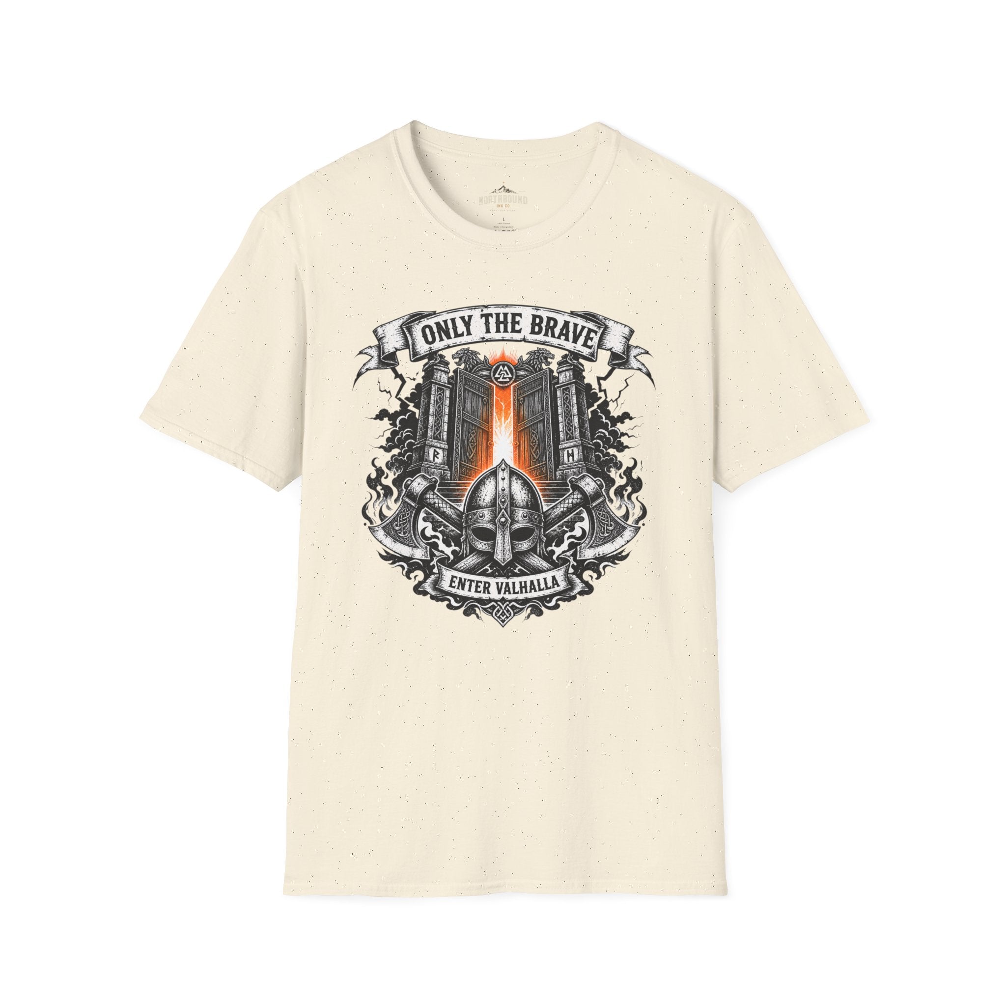 Only The Brave T-Shirt — Gothic Knight Helmet & Castle Illustration