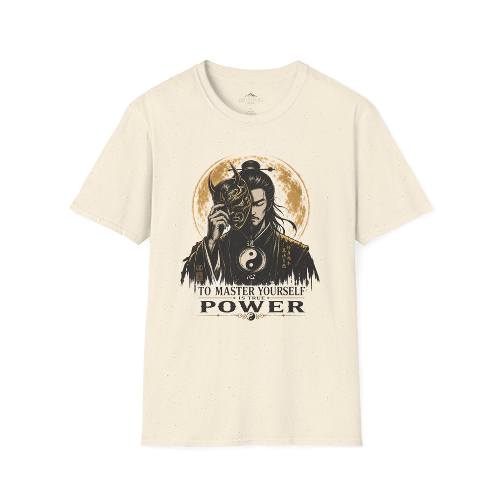 Samurai Mask Tee — "To Master Yourself Is Power" Graphic T-Shirt