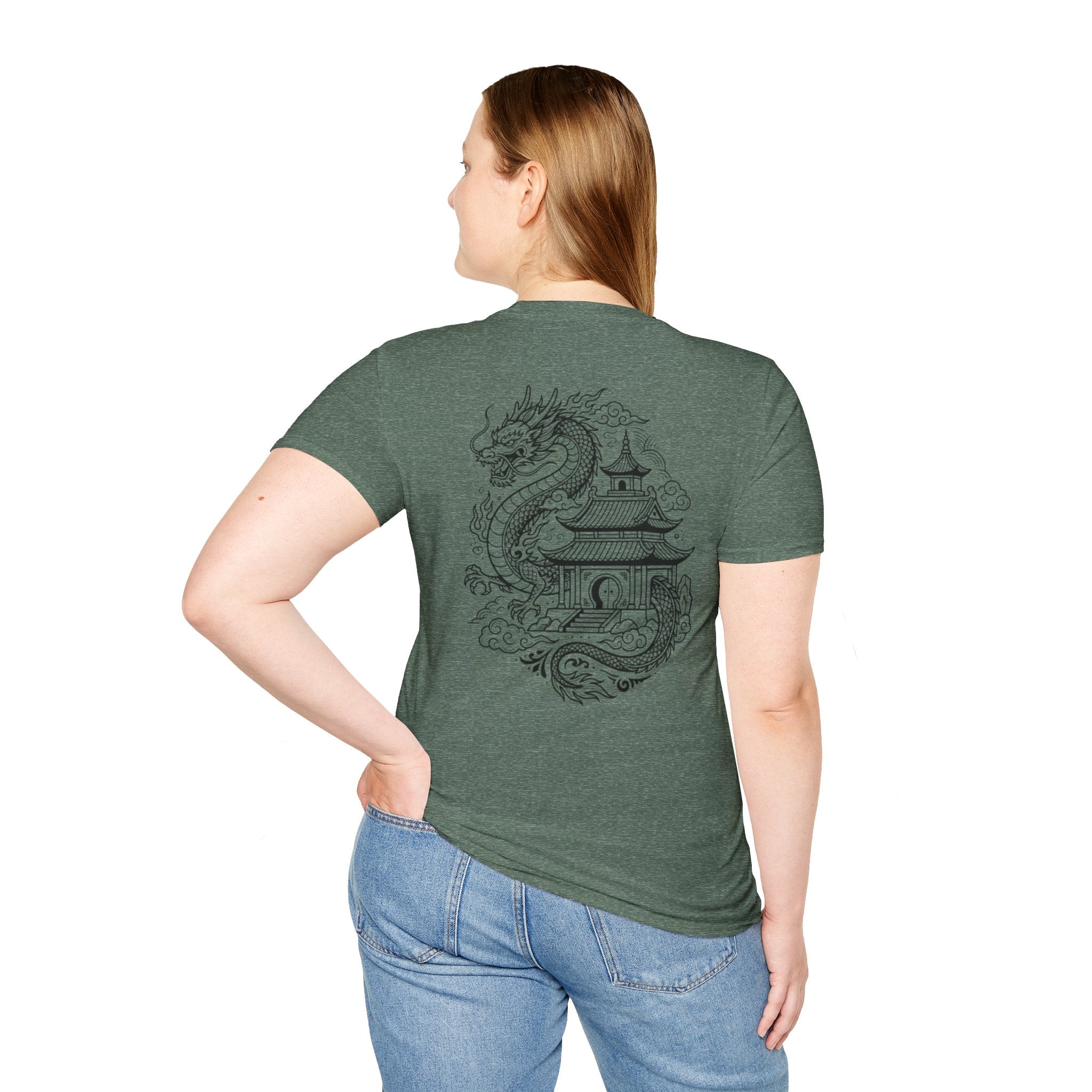 Dragon Crest Pocket T-Shirt — Small Intricate Dragon Chest Graphic