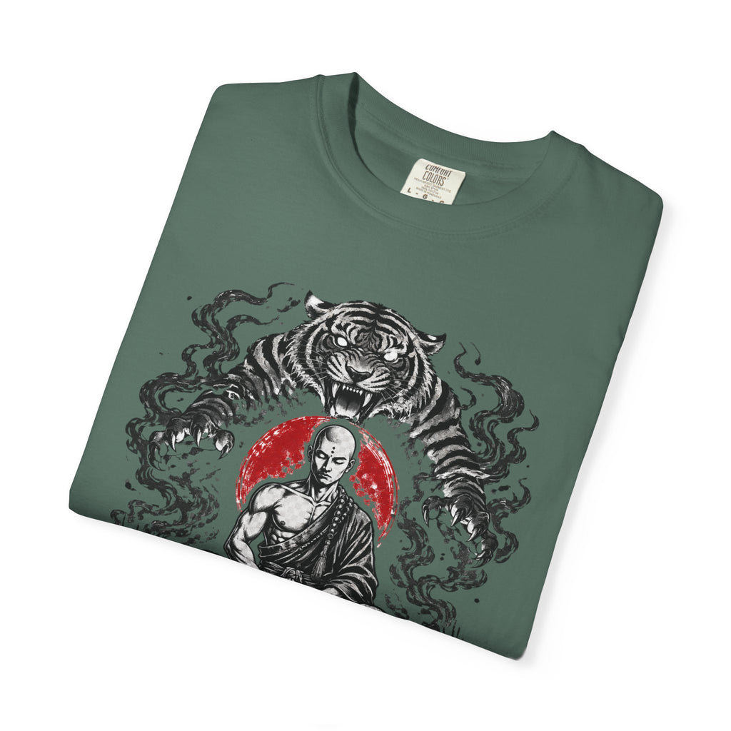 Meditation Tiger T-Shirt — "He Who Masters Himself is Strong" Zen Graphic Tee