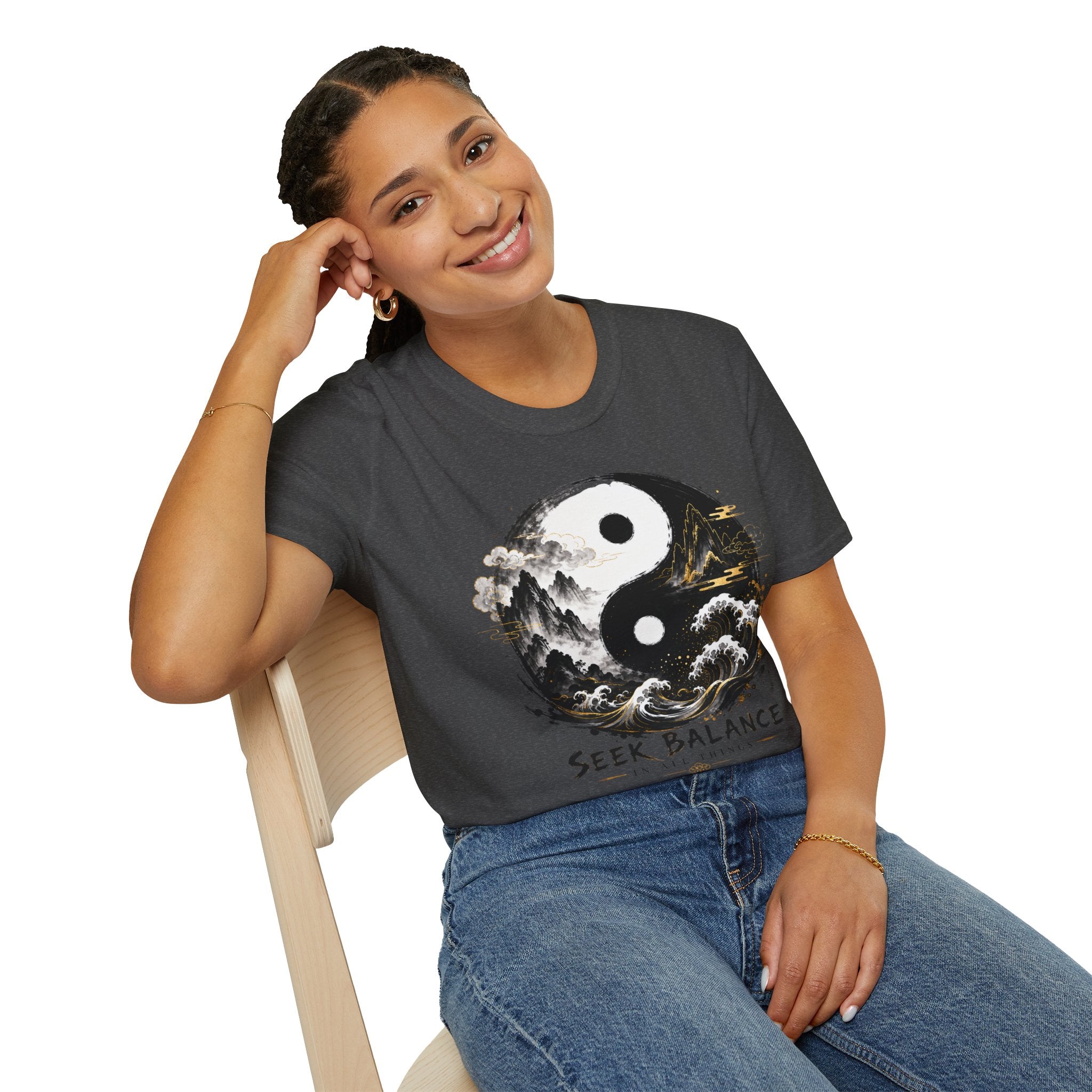 Yin Yang 'Seek Balance' Graphic T-Shirt