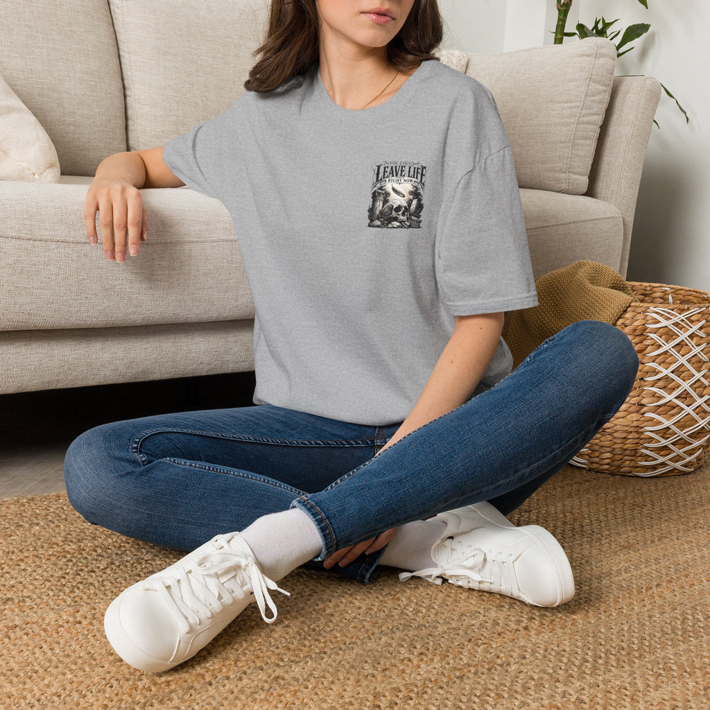 Skull & Mountains T-Shirt — "Leave Life" Adventure Graphic Tee