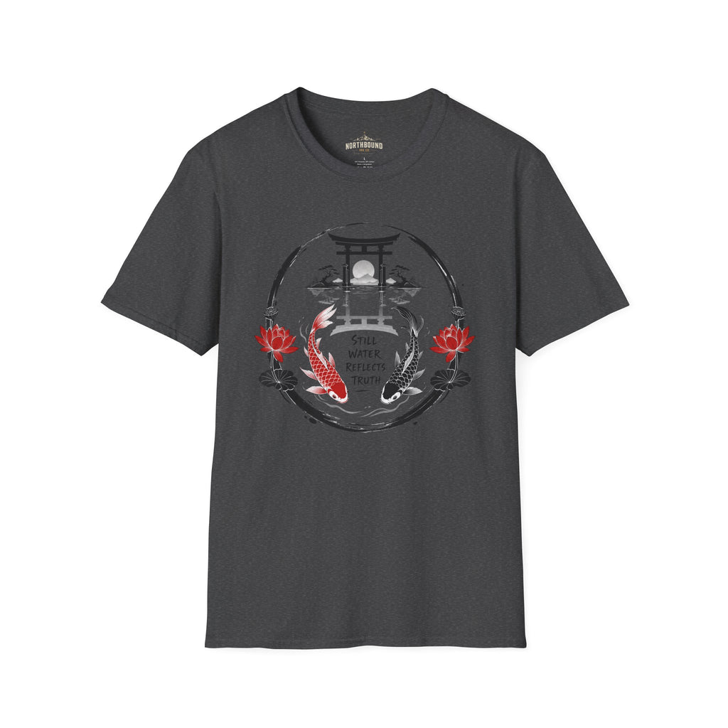 Zen Koi Torii T‑Shirt — "Still Water" Japanese Garden Graphic