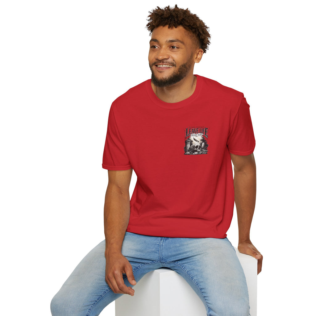Skull & Mountains T-Shirt — "Leave Life" Adventure Graphic Tee