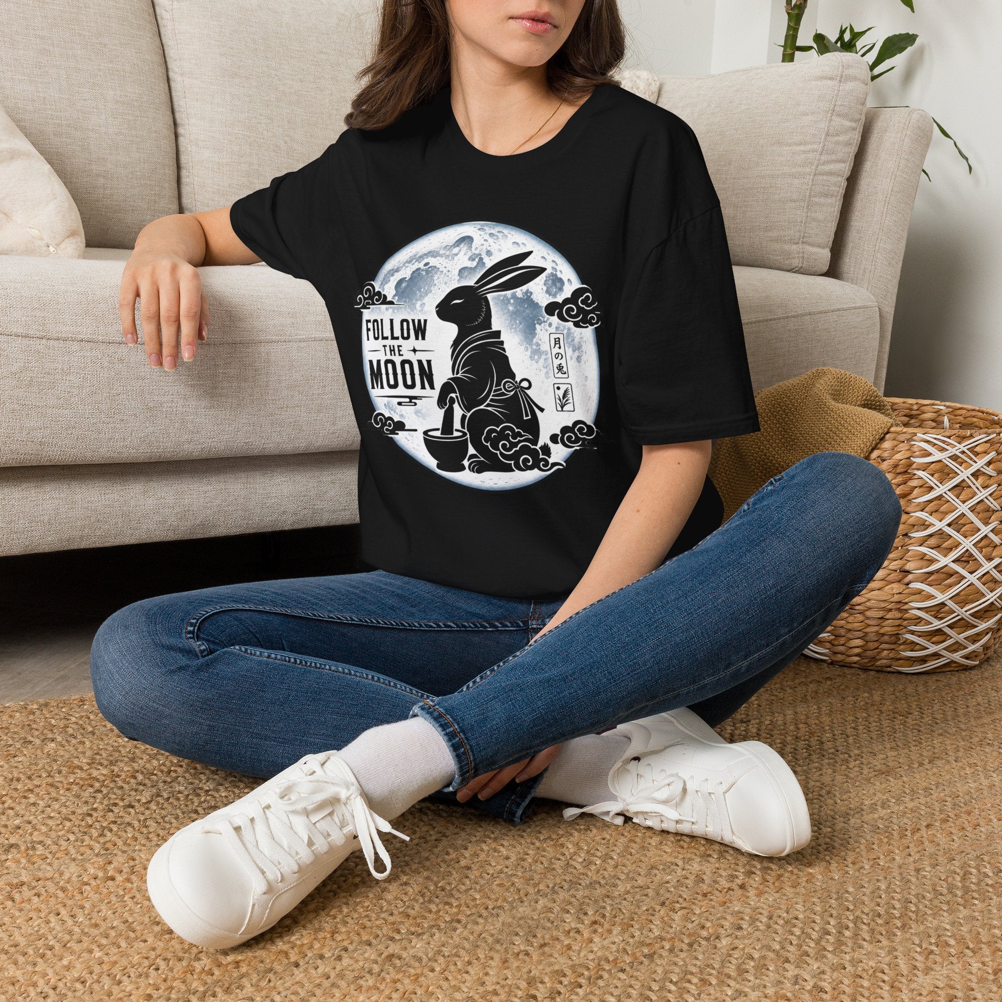 Follow the Moon Rabbit T-Shirt — Lunar Bunny Graphic Tee