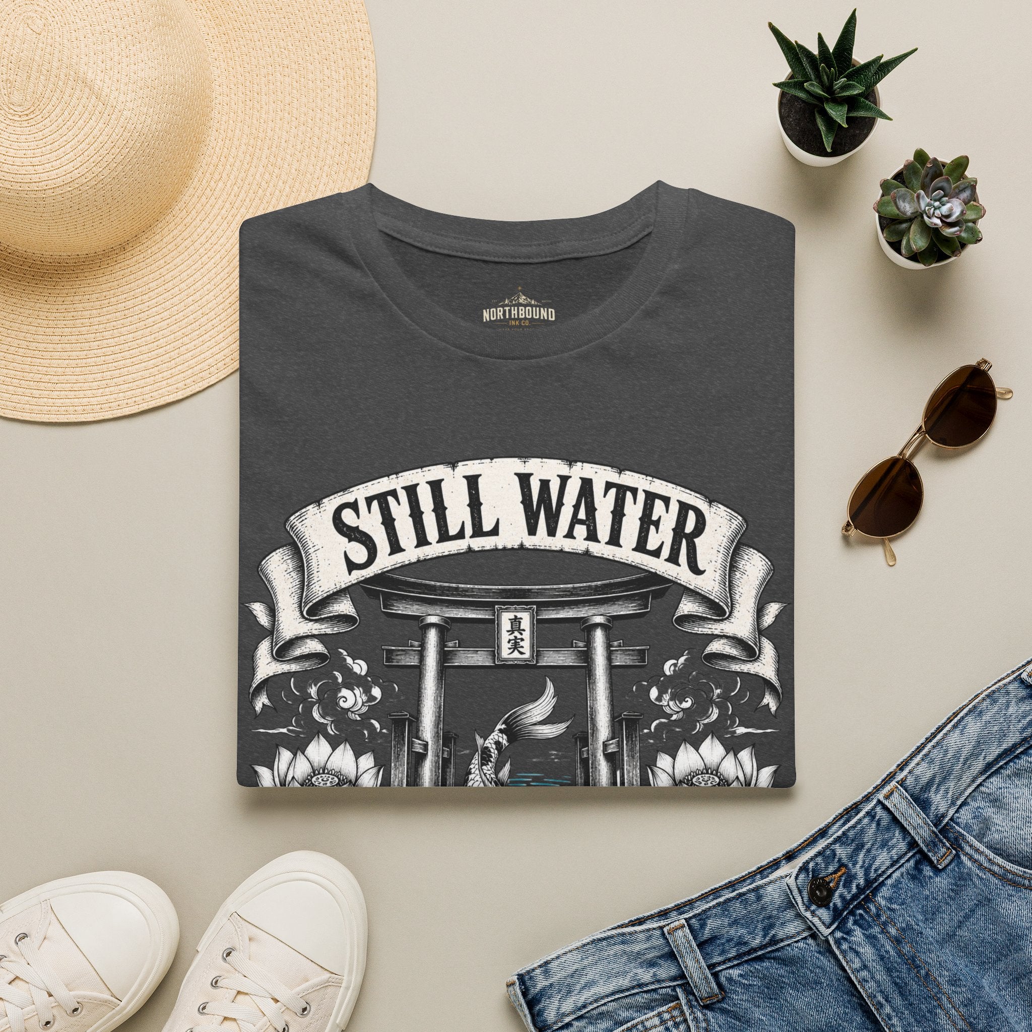 Still Water T-Shirt — Tranquil Koi & Torii Graphic Tee