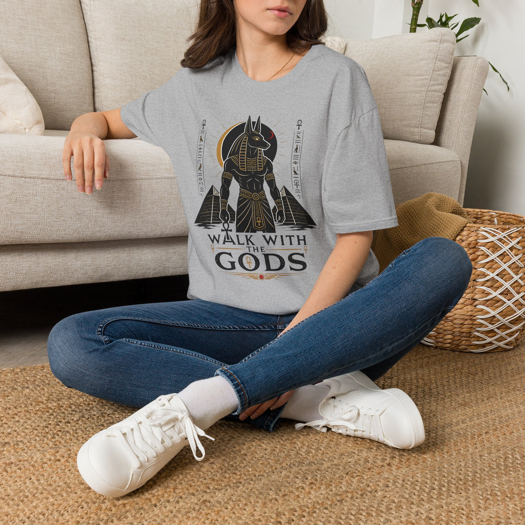 Anubis 'Walk With Gods' T-Shirt — Egyptian Mythology Graphic Tee